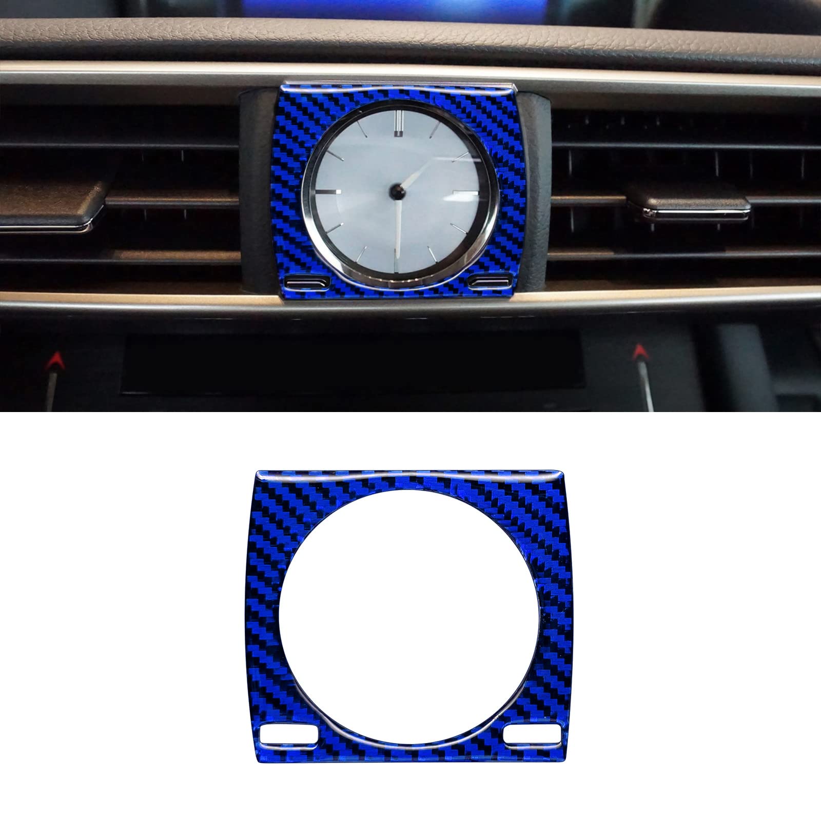 YAMUDA Compatible with Car Clock Frame Cover Sticker Carbon Fiber Interior Accessory for Lexus is 2013 2014 2015 2016 2017 2018 2019?1PCS, Blue