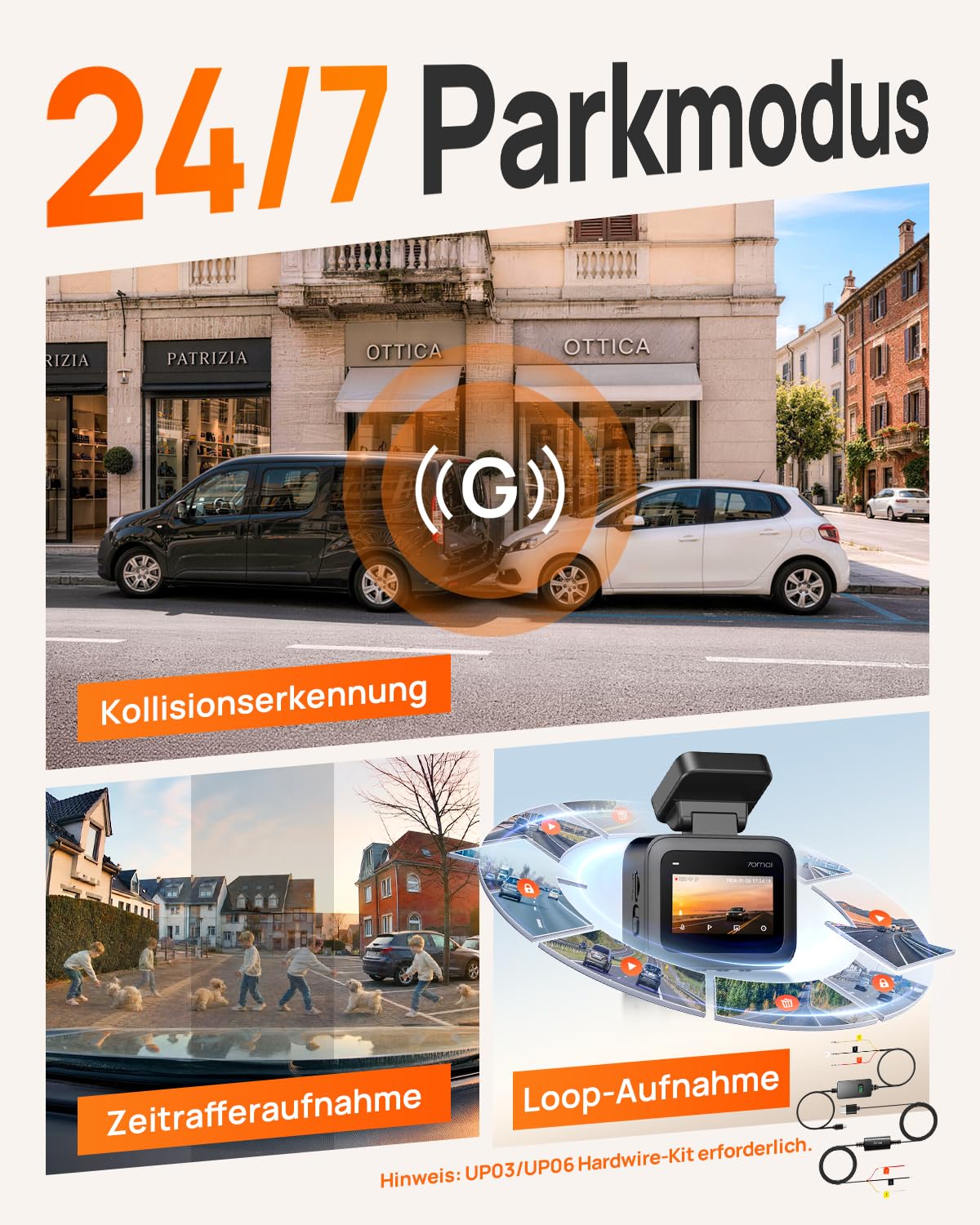 70mai Dashcam Auto Vorne A800 Nano, 4K Dashcam mit Smart HDR, APP & WiFi 6