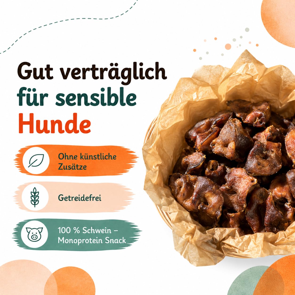 Hocico de cerdo seco, nariz de cerdo para perro, 5 kg, bocadillo natural para masticar, rico en proteínas y fácil de digerir, sin cereales y aditivos artificiales de Lucze