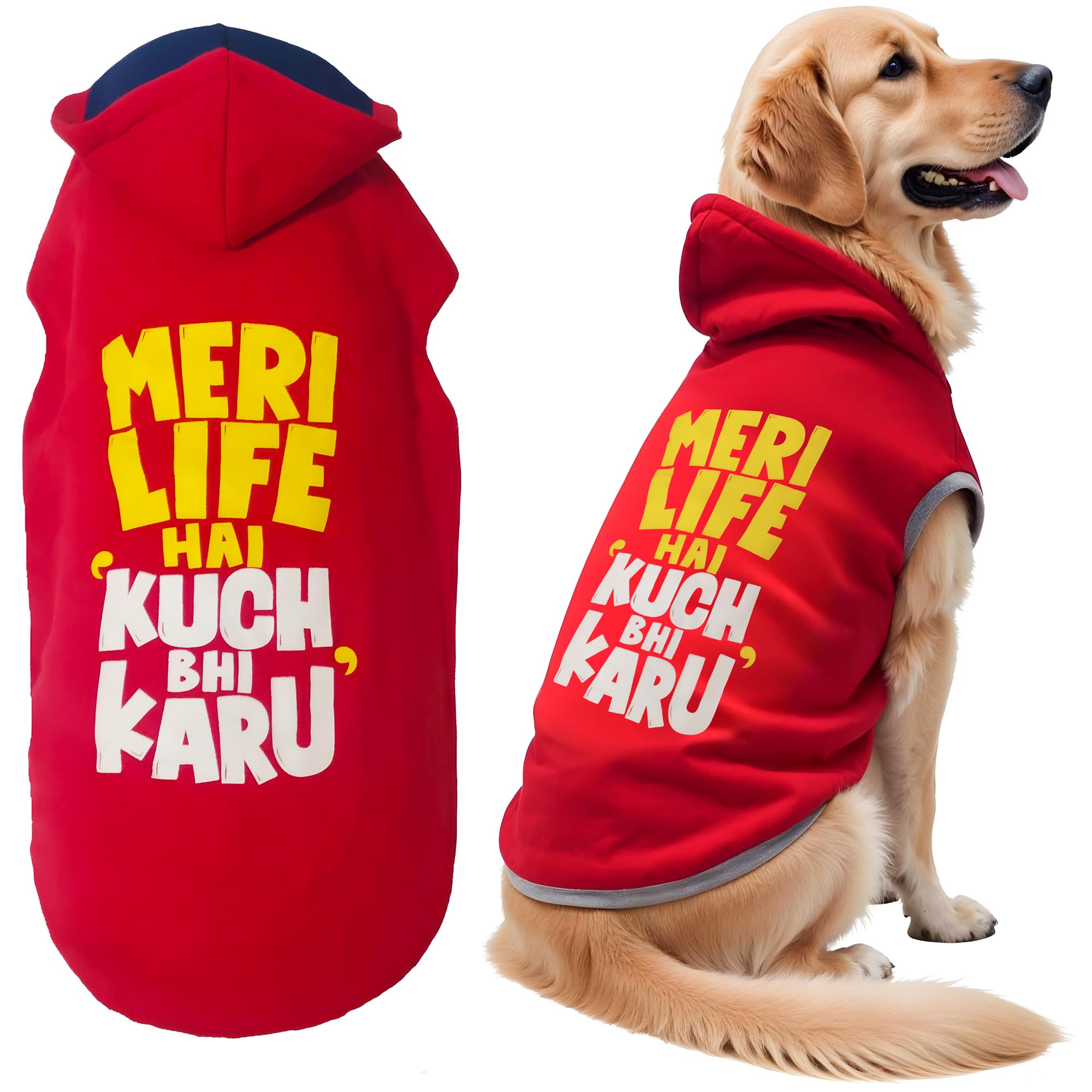 WOW DOG Fleece Winter Hoodie Jacket Size 14 Inch Soft Flannel Dog Sweatshirt Clothes for Dogs, Cute Printed Winter Party Dress Up Clothes for All Breeds-image-38