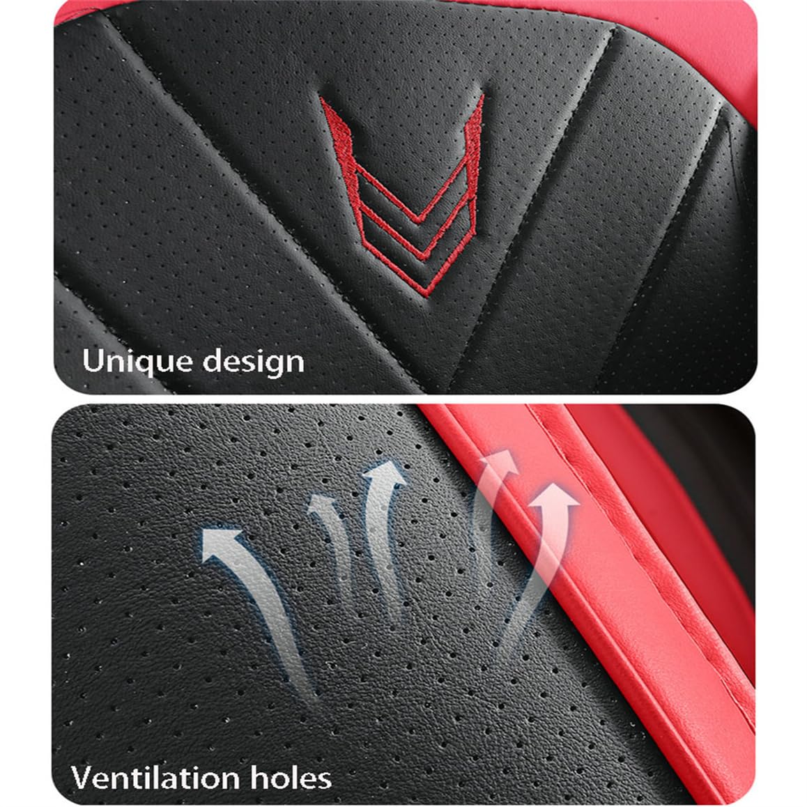 IBCEL Luxury Car Seat Covers Full Set 5 Seats for Ford Focus Black Red Leather Car Seat Cover Front and Rear Seat Protectors — view 9