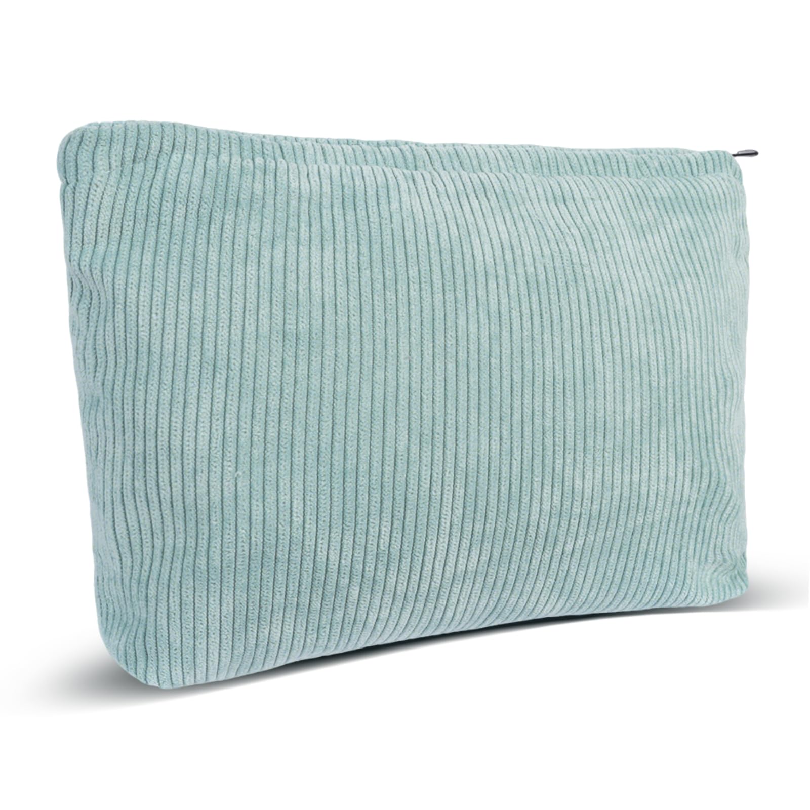 Small Make up Bags for Women - Blue Corduroy Makeup Bag Purse - Large Capacity Zipper Travel Cosmetic Bags for Toiletries