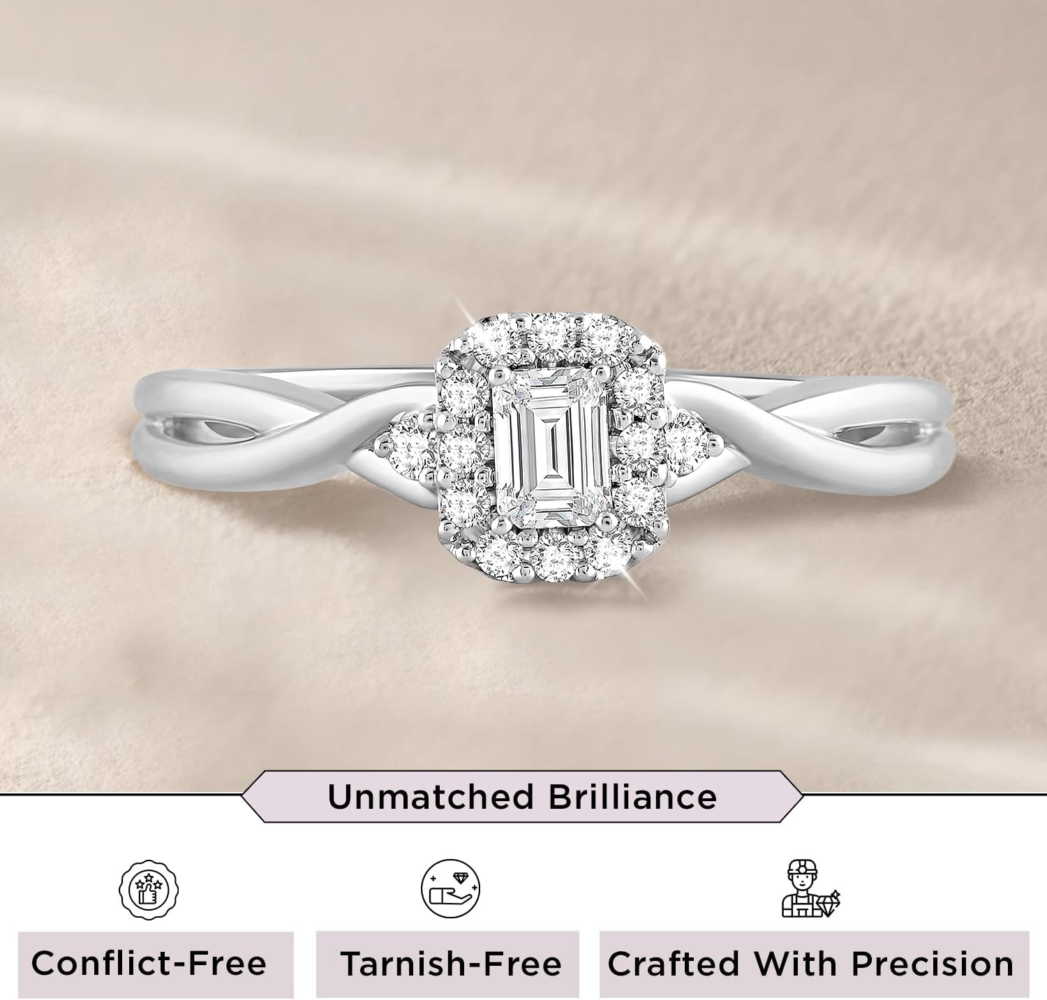 Jewelili 925 Sterling Silver Diamond Ring for Women | 0.33 CTW Round Wedding Engagement Rings | Lab Grown Diamond Ring | Size 6, 7 & 8