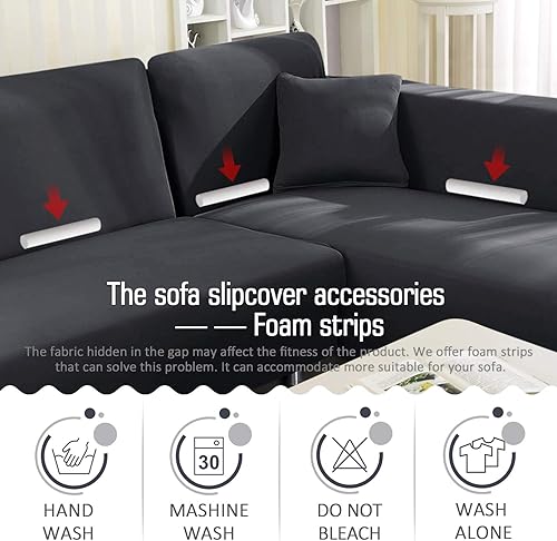 Miniatura 5 de TAOCOCO Fundas de sofá modular, 2 fundas de sofá en forma de L, fundas de muebles suaves con 2 fundas de almohada, fundas de almohada de tela de