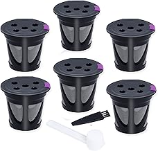 Reusable Coffee Filter Compatible with K-Cup Keurig K Supreme and Keurig K Supreme Plus Coffee Makers, 6 Pack Refillable Filters Coffee Capsule Cups (Black)