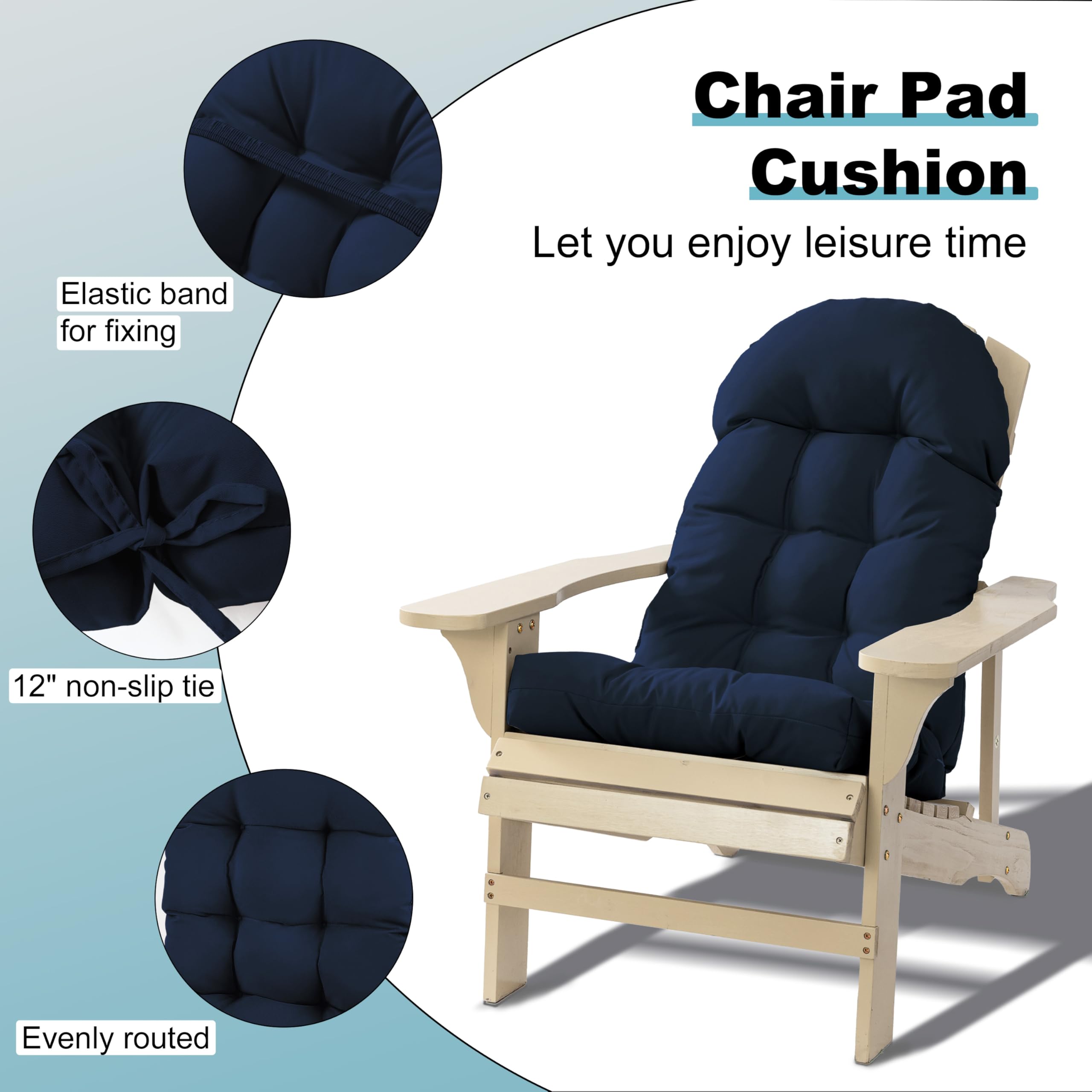 BLISSWALK Patio Chair Cushion For Adirondack, High Back Tufted