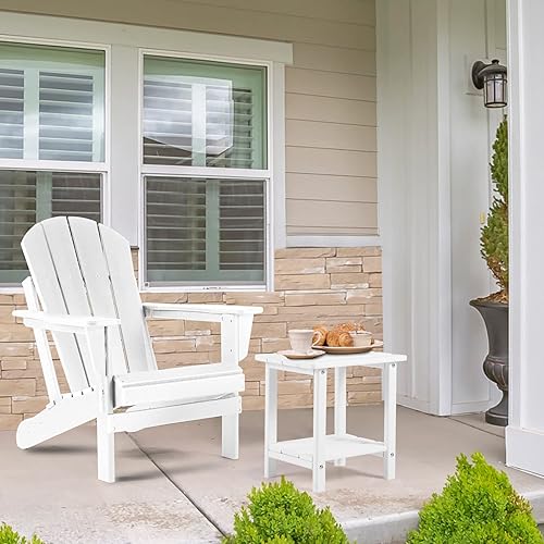 Miniatura 2 de Apolimi Adirondack - Mesa auxiliar para exteriores, mesa auxiliar de patio resistente de 2 niveles resistente a la intemperie, mesa auxiliar sólida