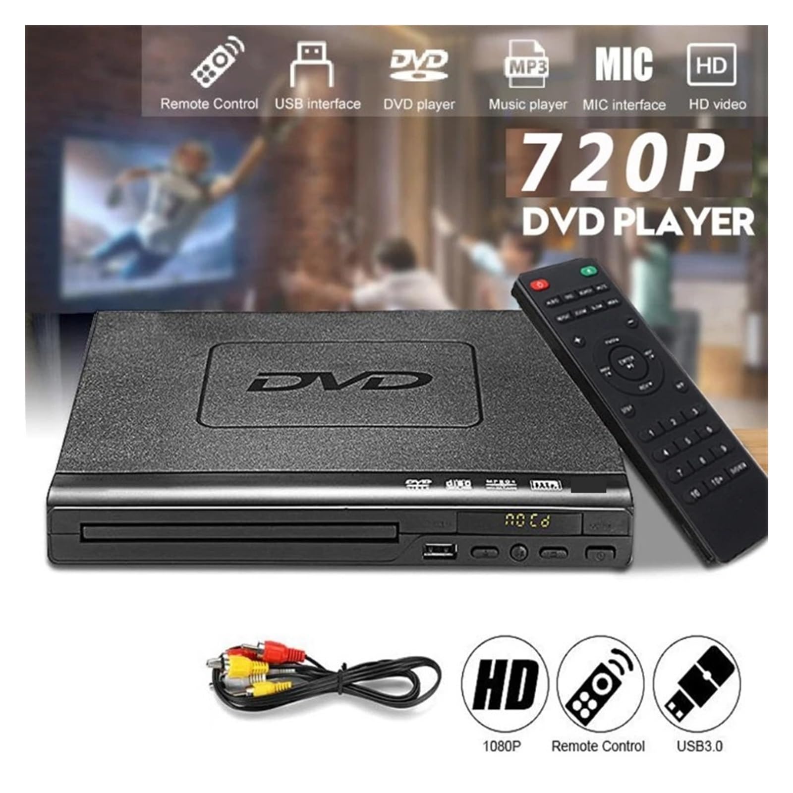 Inicio Mini Reproductor De DVD Reproductor De DVD CD/Disc For TV con Cables De Salida H AV Compacto Fácil Uso