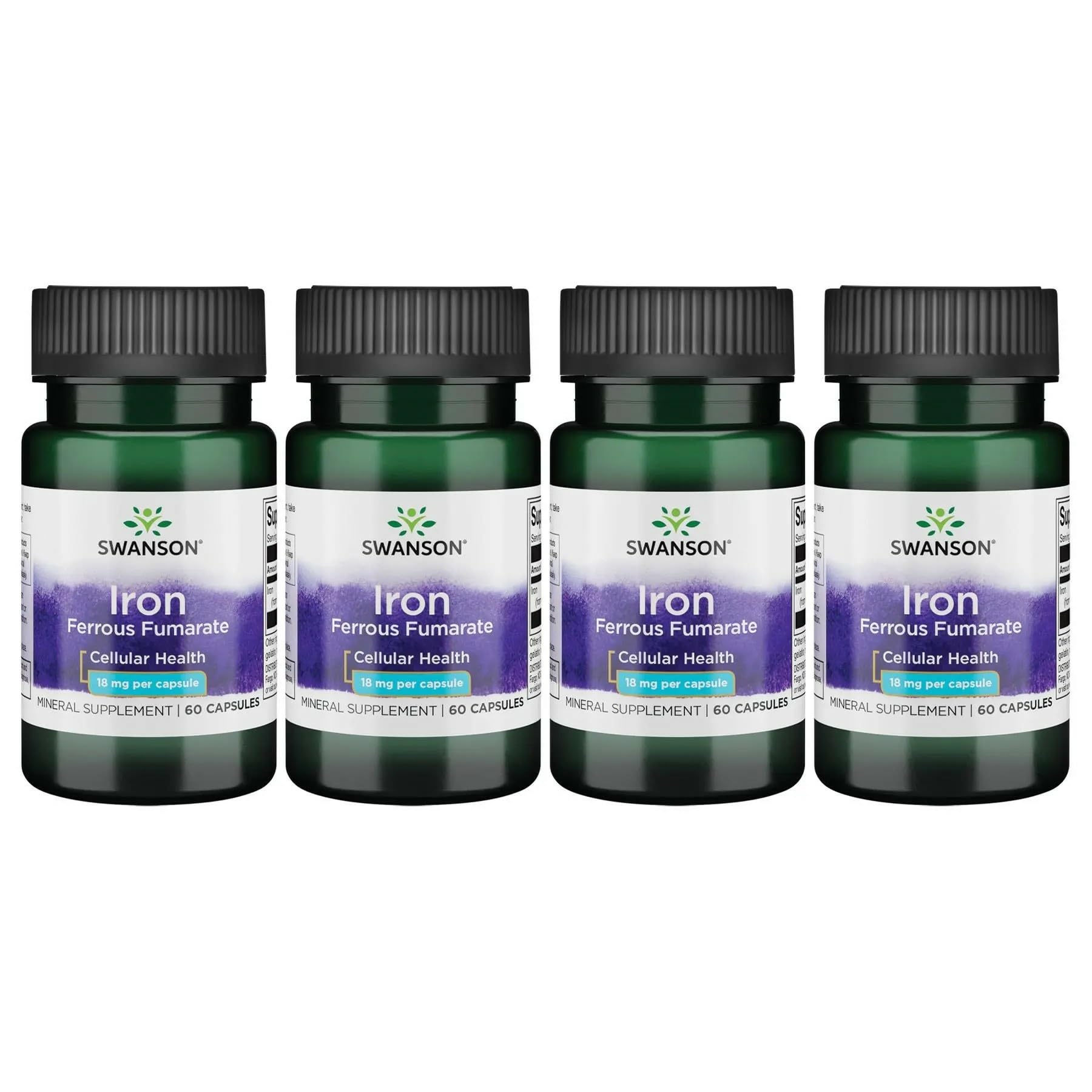 Swanson Iron Ferrous Fumarate, 18 mg, 60 Softgels, 4 Pack 60 Count (Pack of 4)