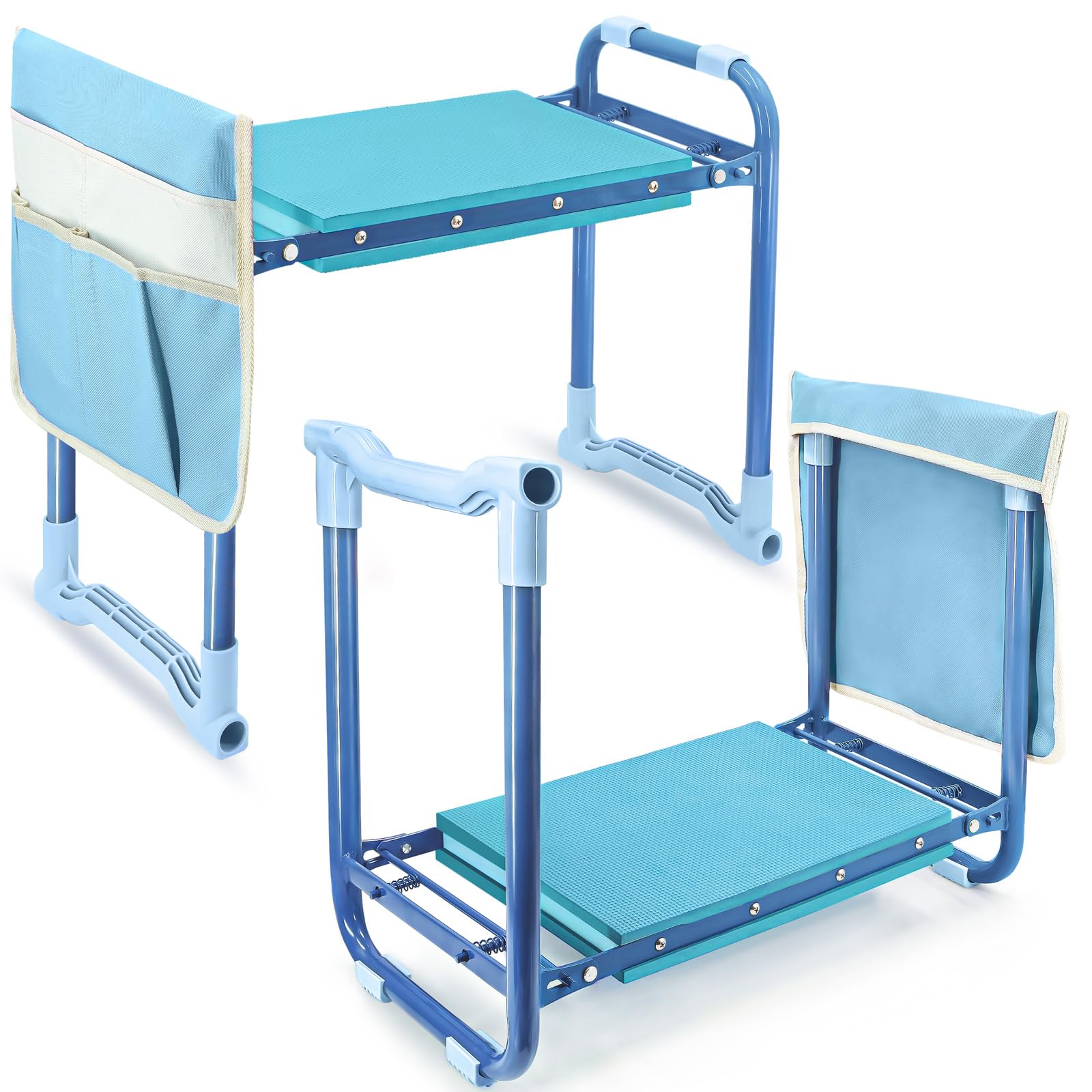 Wurzberge Foldable Garden Kneeler Seat with Handles, Gardening Stool Heavy Duty, Kneeling Stool for Gardeners(Bule)