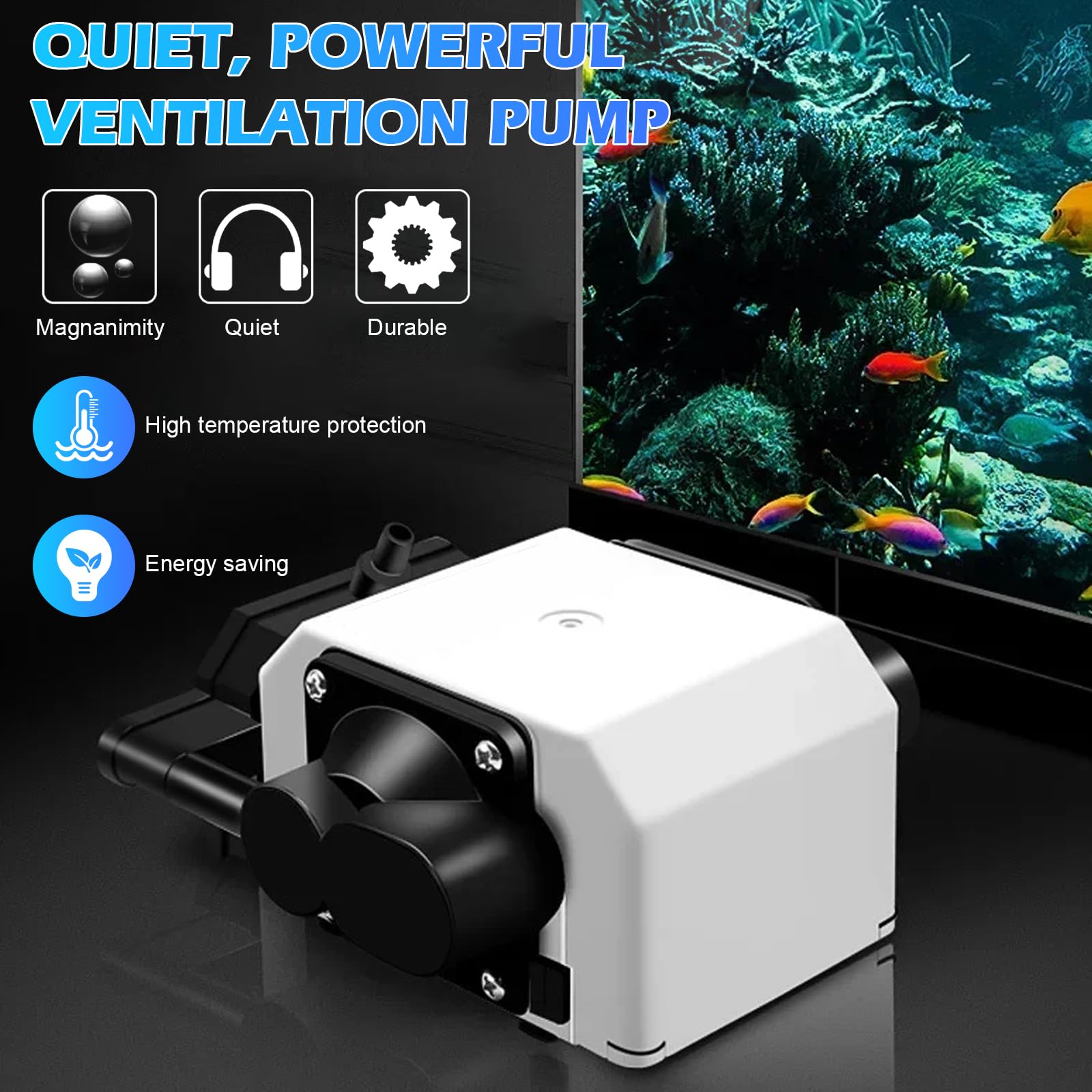 Bomba de aire para acuario, potente bomba de aire para pecera de 25 W con 6 salidas, bomba de oxígeno de flujo de aire ajustable de 3000 L/H, bomba aireadora de aire silenciosa para acuario