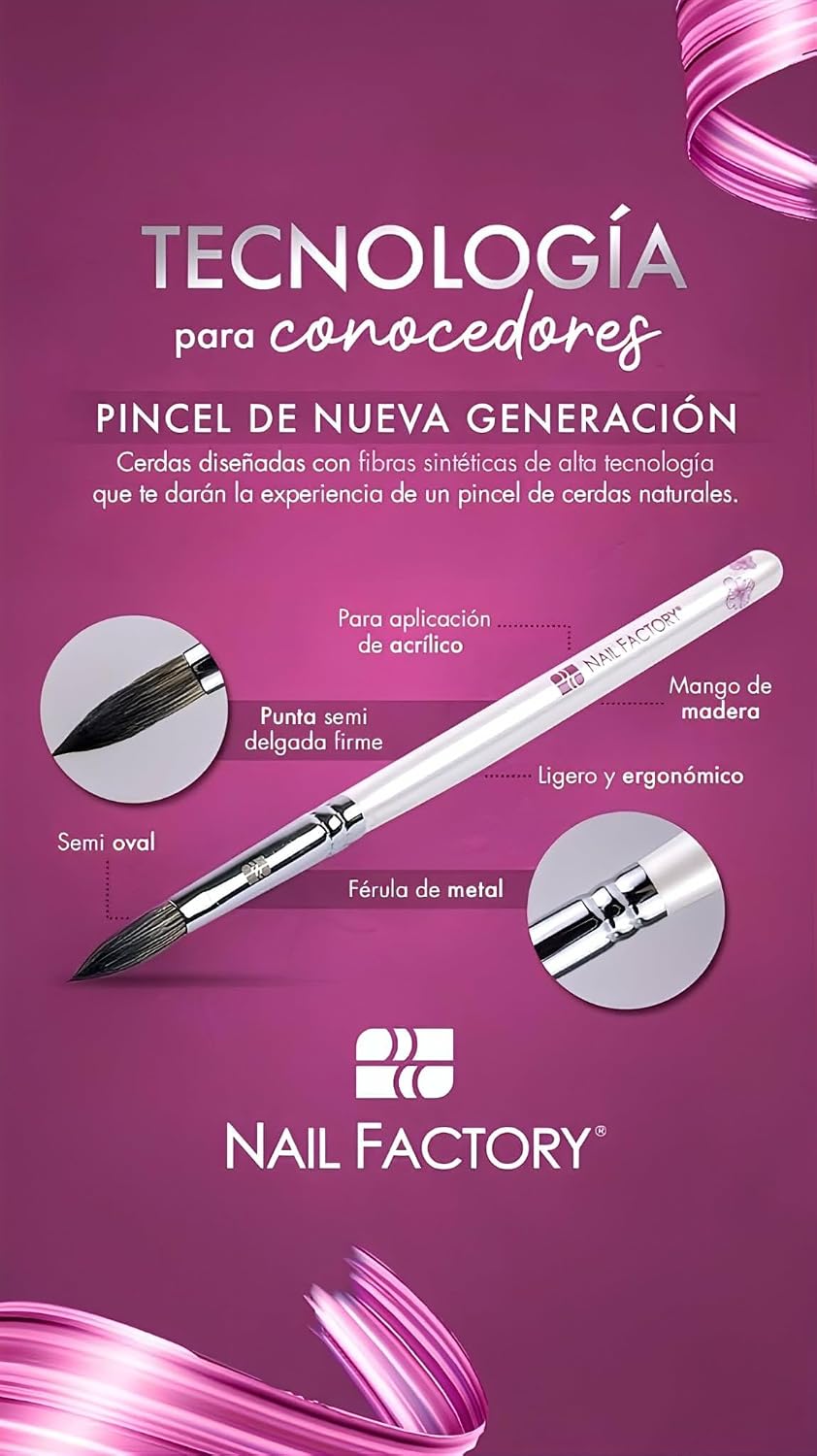 Nail Factory Sculptor Brush Acrylic Designer #5 for Precision Control in Nail Art Enhances Beauty and Versatility