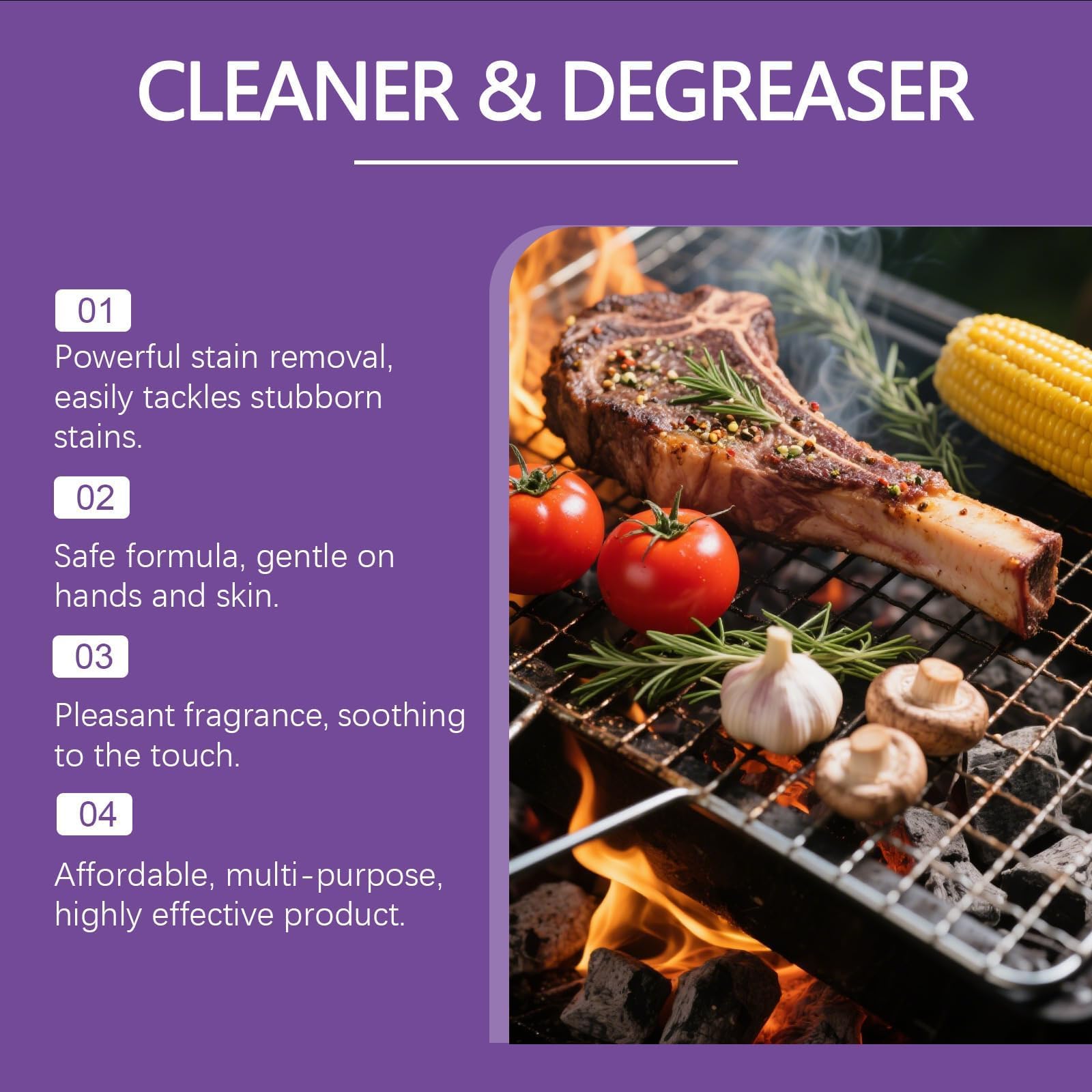 Grillreiniger Fettlöser Spray Stark, Backofenreiniger & Küchenreiniger, Allzweckreiniger gegen Eingebranntes Fett & Öl, Schnelle Wirkung Oberflächenreiniger für Grill Herd Dunstabzug (1)
