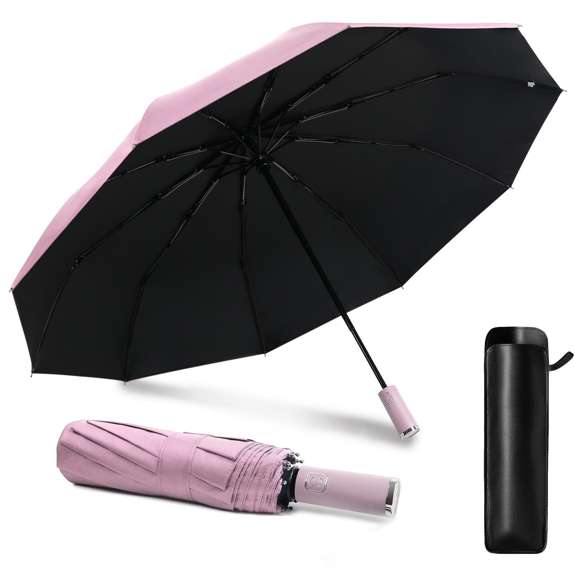 DOFOWOTFolding Umbrella UPF 50+ UV Sun Blocking, Windproof umbrellas 10 Ribs Fibreglass, Travel Compact Umbrella UV Protection, Automatic Open & Close Umbrella for Men Women