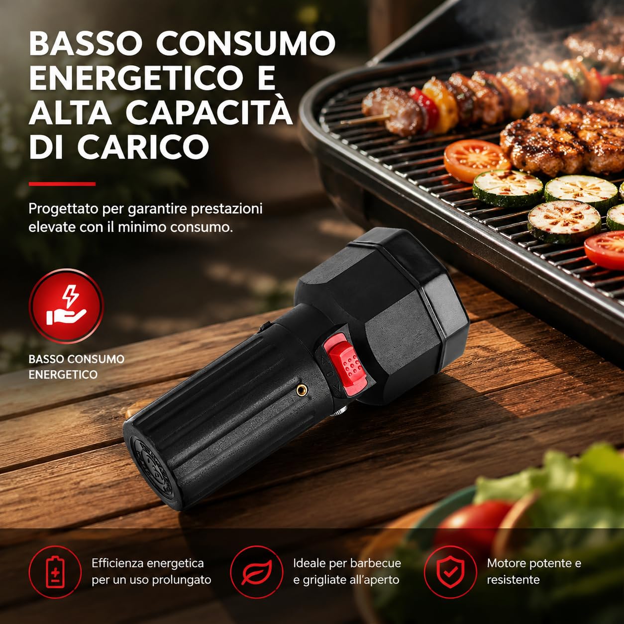 Estink Motore Girarrosto Elettrico per Barbecue, DC 5V, Rotazione CW/CCW, con Cavo USB 1m, Nero