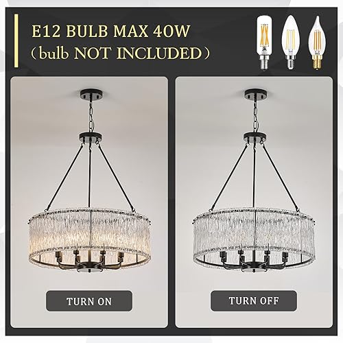 Miniatura 6 de Lámpara moderna de tambor negro 24.4 "iluminación de vidrio P85-600B1