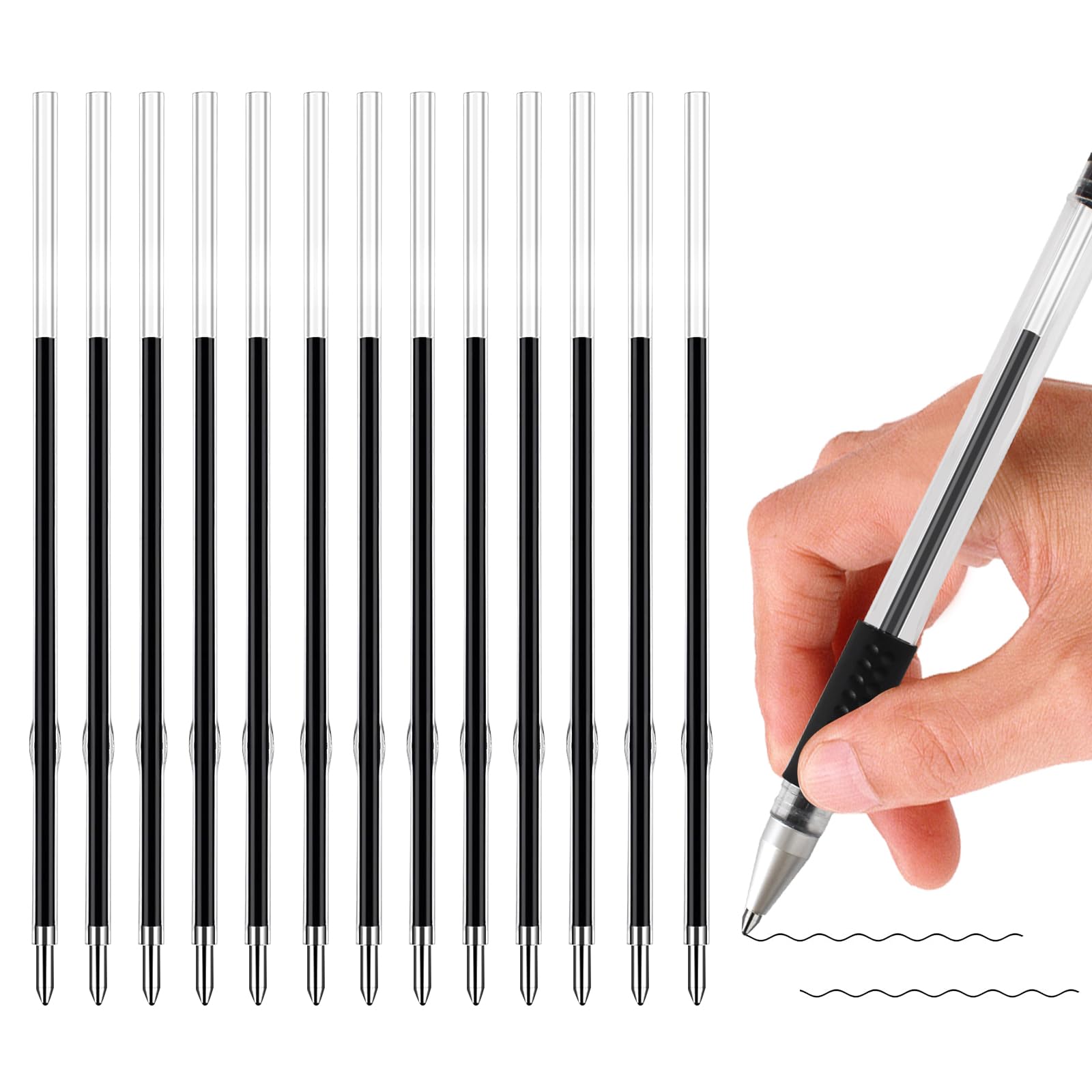 PATIKIL 130mm Gel Inchiostro Penna Sostituisci Ricariche 50 Pezzi 0.5mm Fine