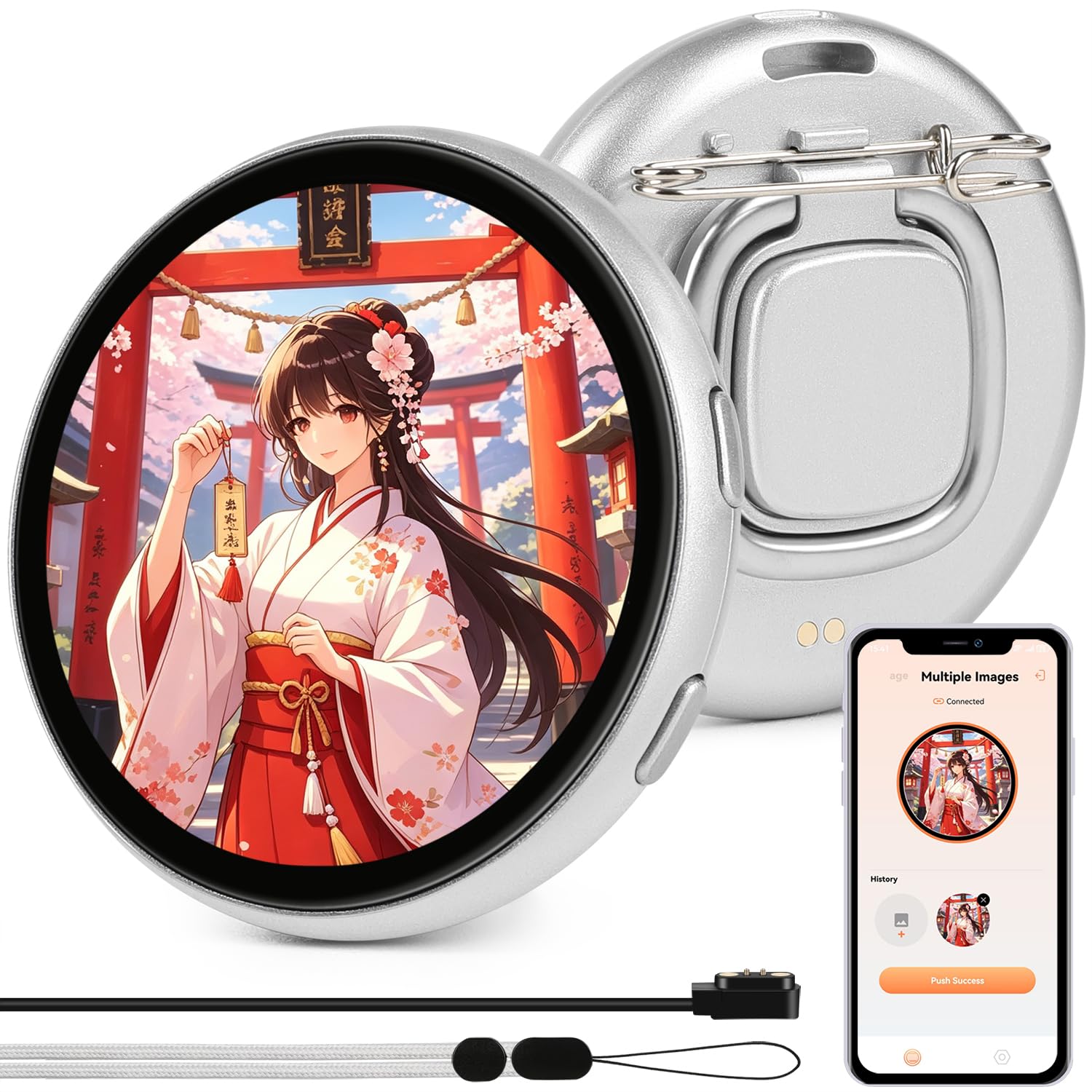 NISUNS Badge à écran tactile numérique LED avec fixation magnétique | Badge électronique lumineux avec affichage GIF/vidéo personnalisé, idéal pour Cosplay, Ita Bags et Anime Cons.