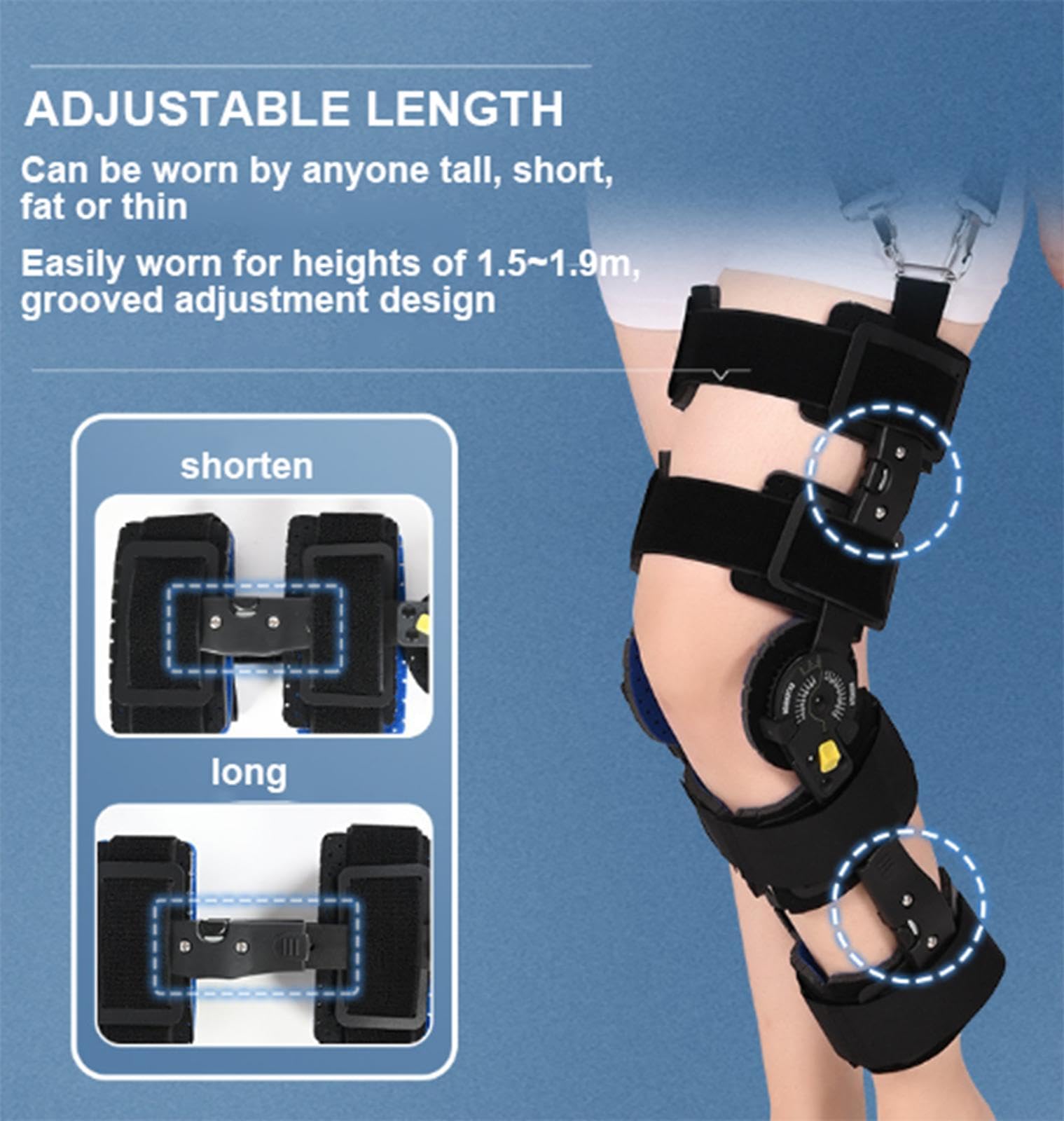 Rodilleras ROM con Bisagras, Articulación de La Rodilla Artritis Posoperatoria Protector de Lesiones Del Ligamento Soporte de Rodilla Ortesis Inmovilizador Estabilizador Tanto