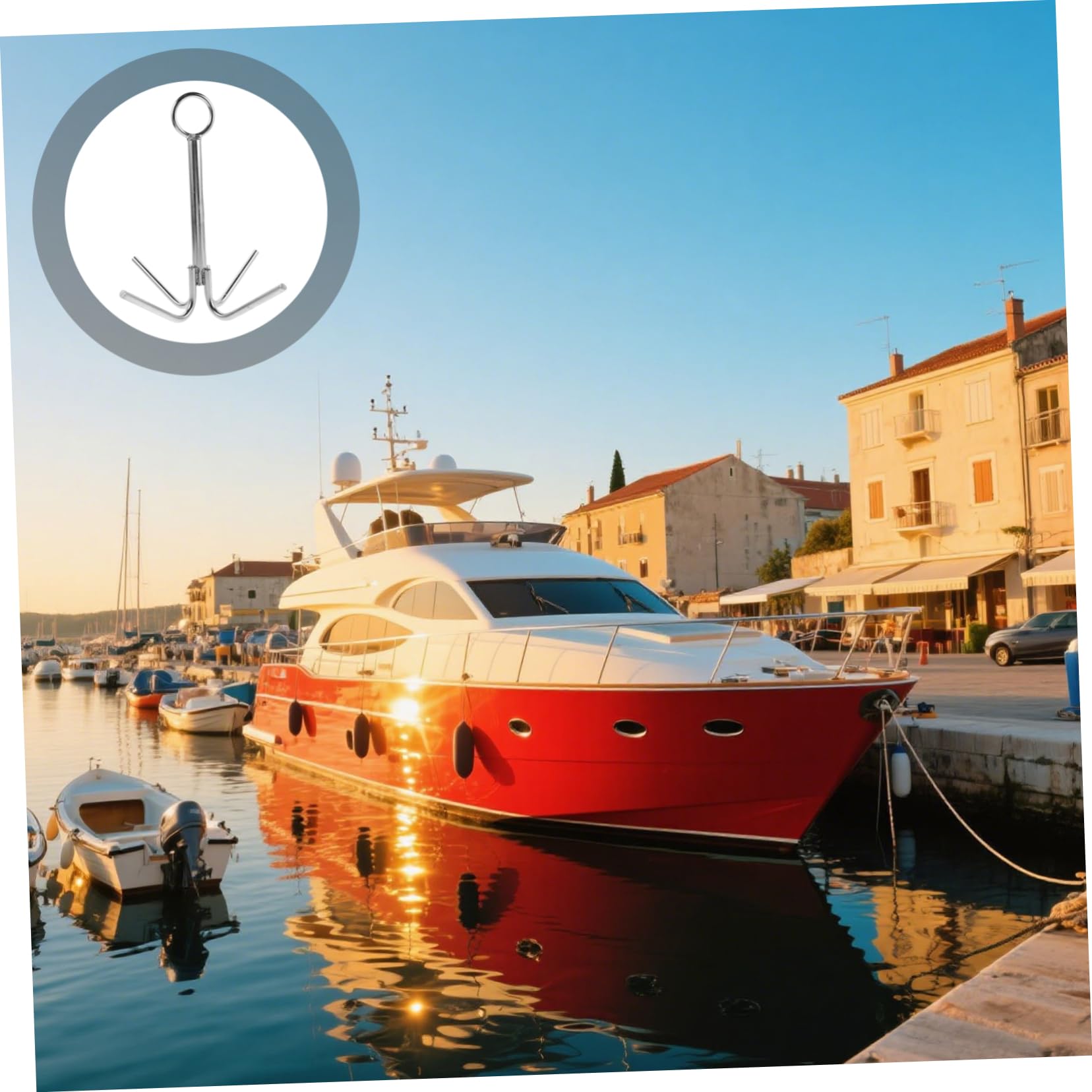 WOONEKY Gancio in Inossidabile Punte Ancora per Barche e Yacht Adatto per Fondali e Accessorio per Ormeggio