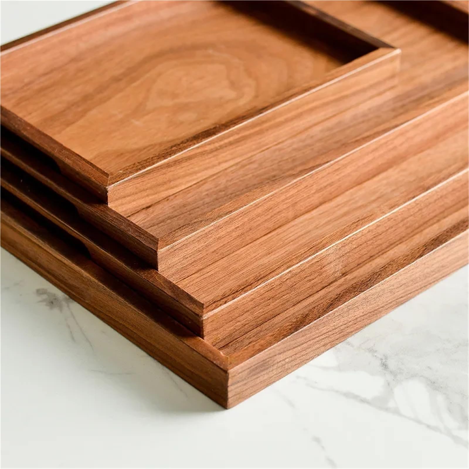Bandeja para Mesa De Centro Bandeja de Madera Nogal for Servir, for Tazas té, platillos, bandejas, Platos Frutas, palé Almacenamiento, decoración, rectangulares for Comida(38x25.5cm)