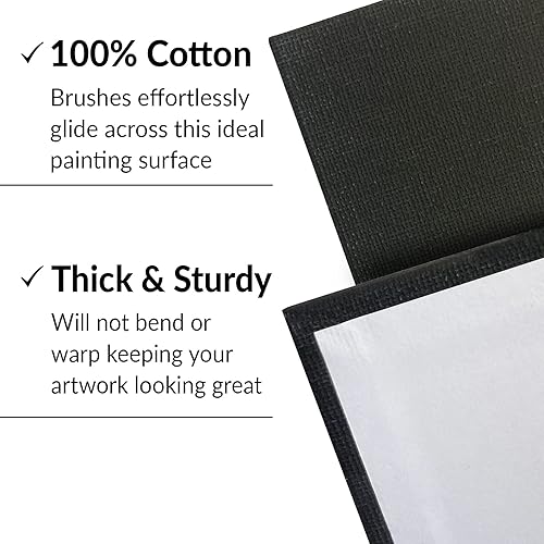 Miniatura 5 de Paneles de lienzo negro para pintura, paquete de 20, tableros imprimados con gesso de 8 x 10 pulgadas para óleo, acrílico y acuarela, lienzo de arte