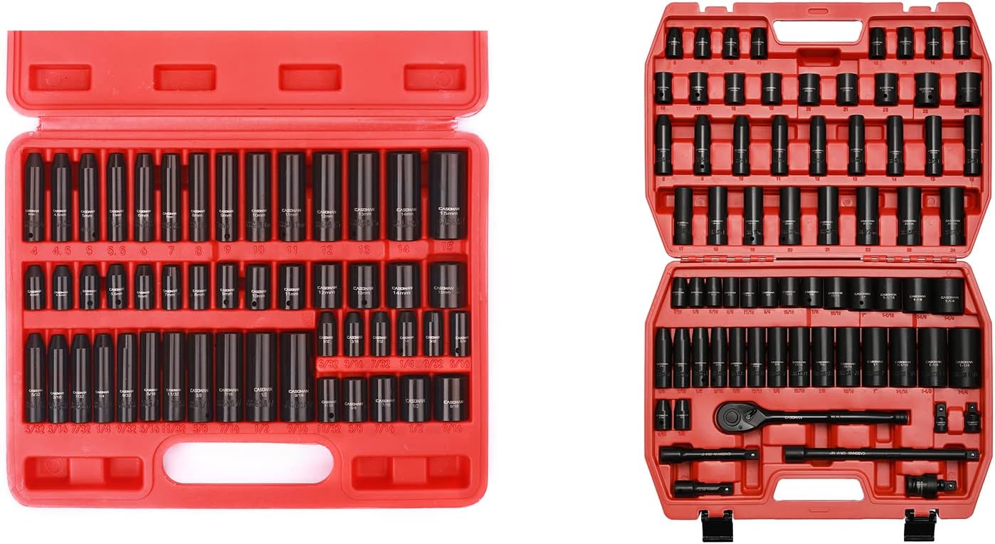 CASOMAN 1/4 Inch Drive Master Impact Socket Set, 50Piece, 5/32 Inch