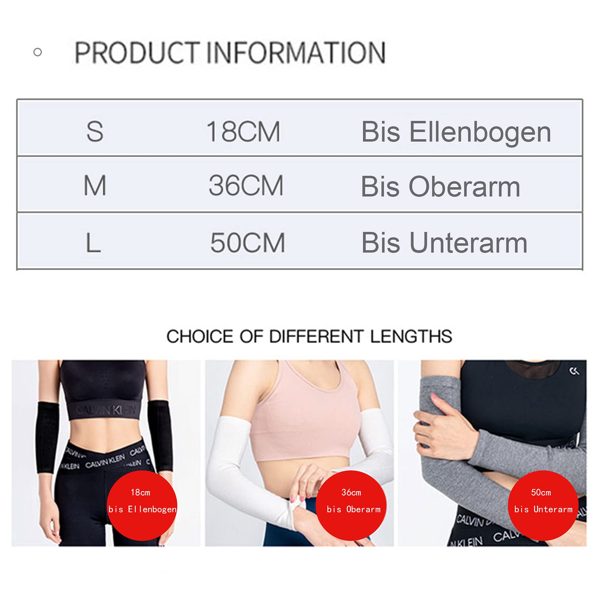 Milya Paire de manchettes élastiques respirantes en coton pour femme Noir S/M/L
