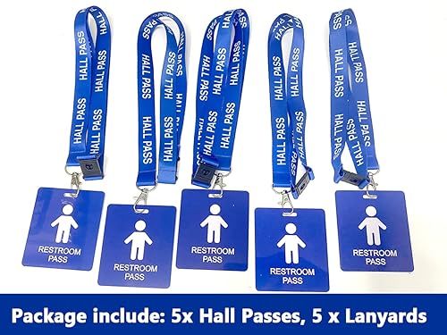 Miniatura 6 de Cordones para pasillos de pasillo con tarjetas pases, juego de pases escolares irrompibles para profesores padres (sala de baño, biblioteca, oficina