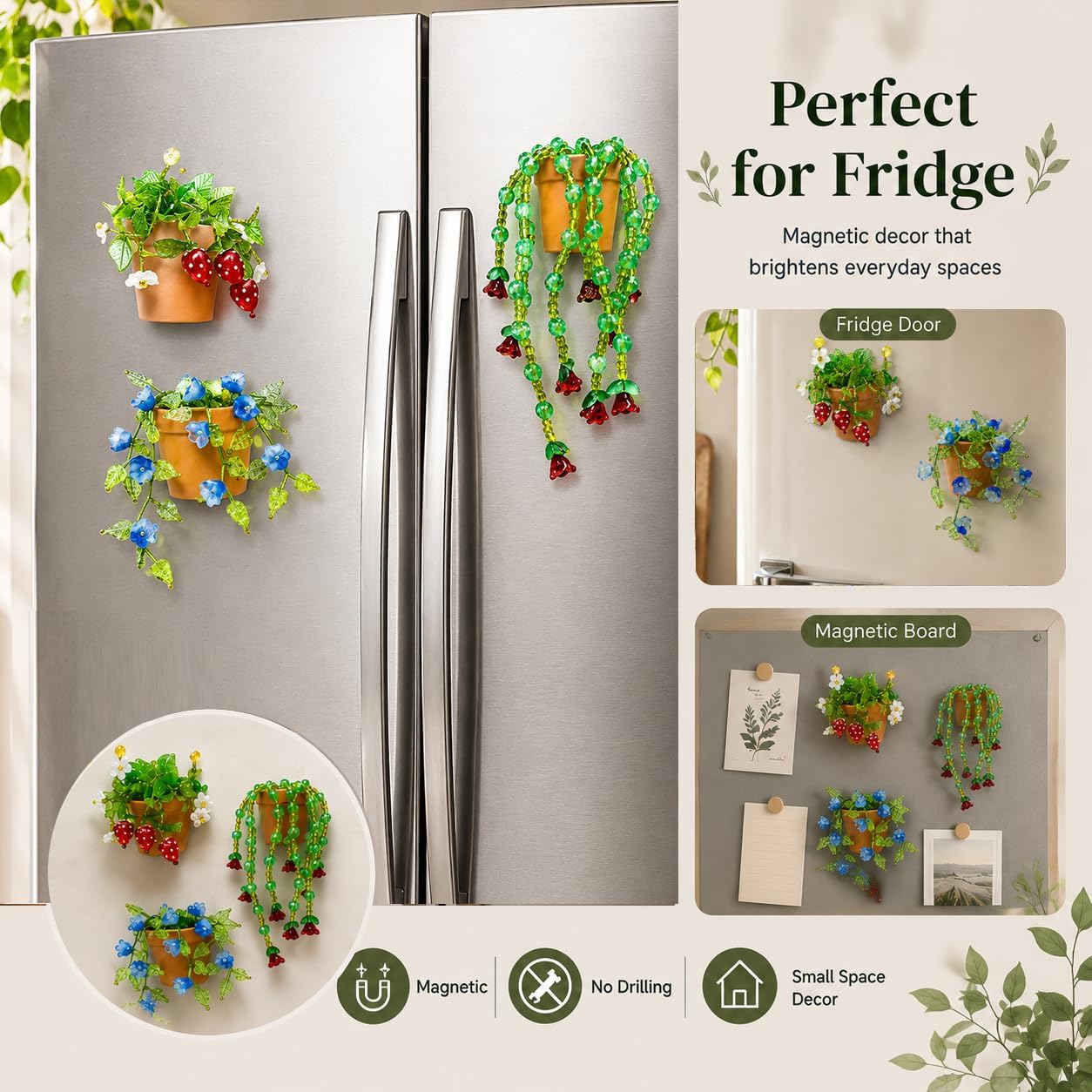 ZHXiLiaan DIY Beaded Plant Kit，Forever Plant Kit Magnets for Fridge