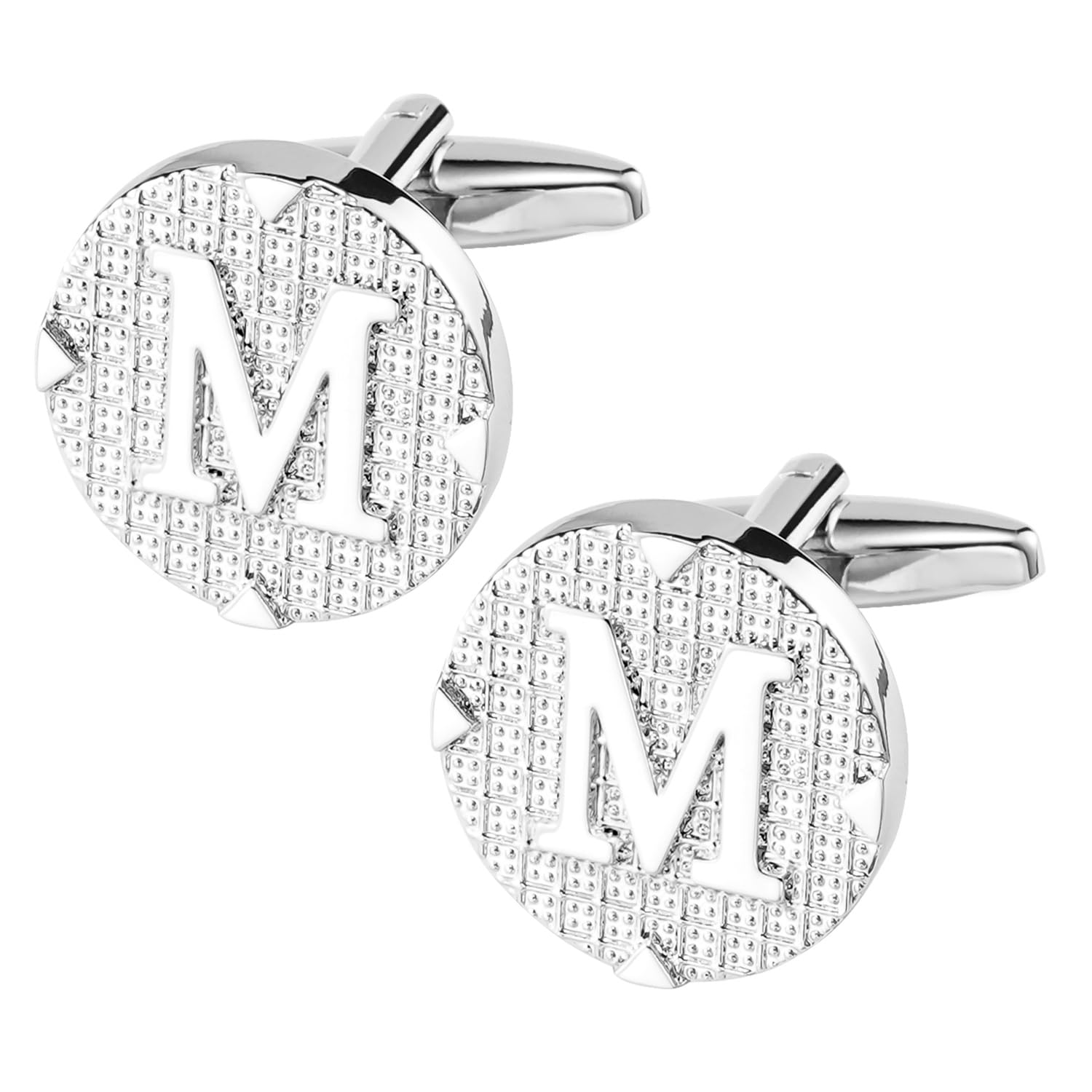 DannyshiCufflinks for Men Stainless Steel Cufflinks Classic Initial Cufflink Engraved Silver Cuff Links Alphabet Letter A-Z with Gift Box
