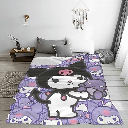 Miniatura 8 de Kuromis - Manta kawaii de anime, mantas de dibujos animados, ligeras de franela de vellón de felpa, manta grande para sofá, cama, playa, picnic y