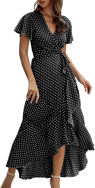 Women's Summer Casual Midi Dress Polka 