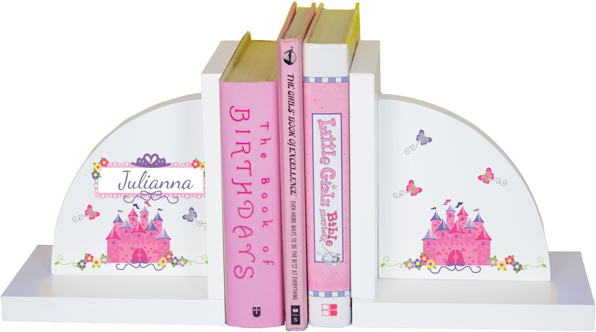 Girls's Personalized Bookends (Pink Princess Castle)