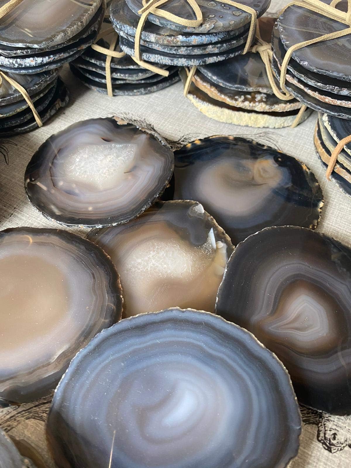 Dark Grey Agate Microcrystalline Quartz Premium Coasters (set of 4) Gift