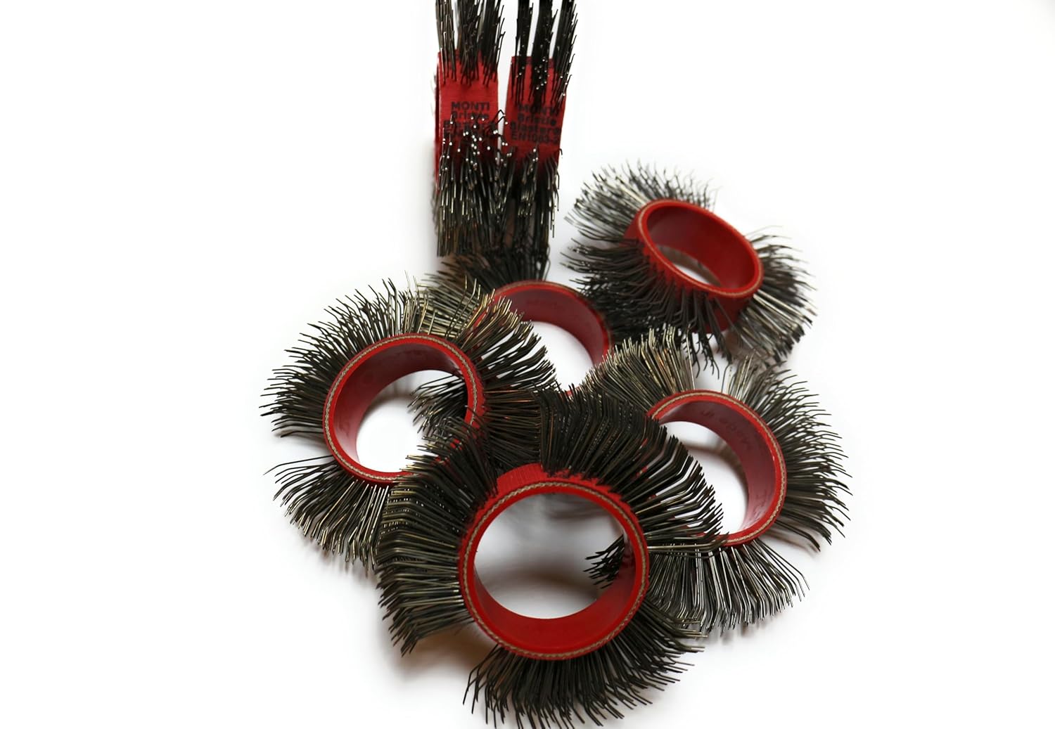 Generic Bristle Blaster Belt Carbon Steel Spring Brush, 23mm (10 Wire Brush), Red