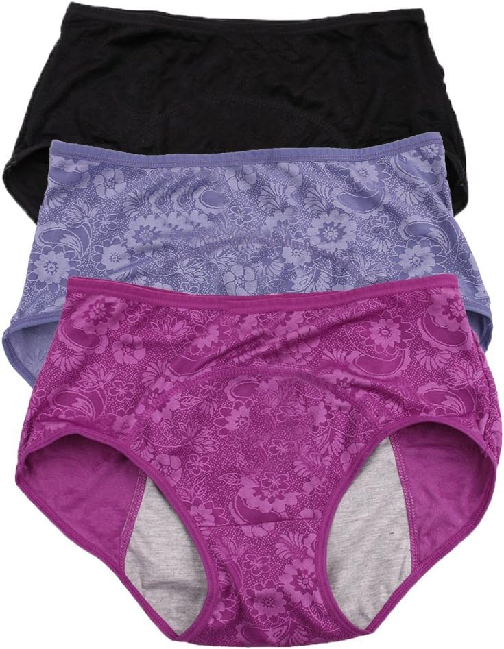 YOYI FASHION Women Menstrual Period Briefs Jacquard Easy Clean Panties US Size XXS-5XL/12