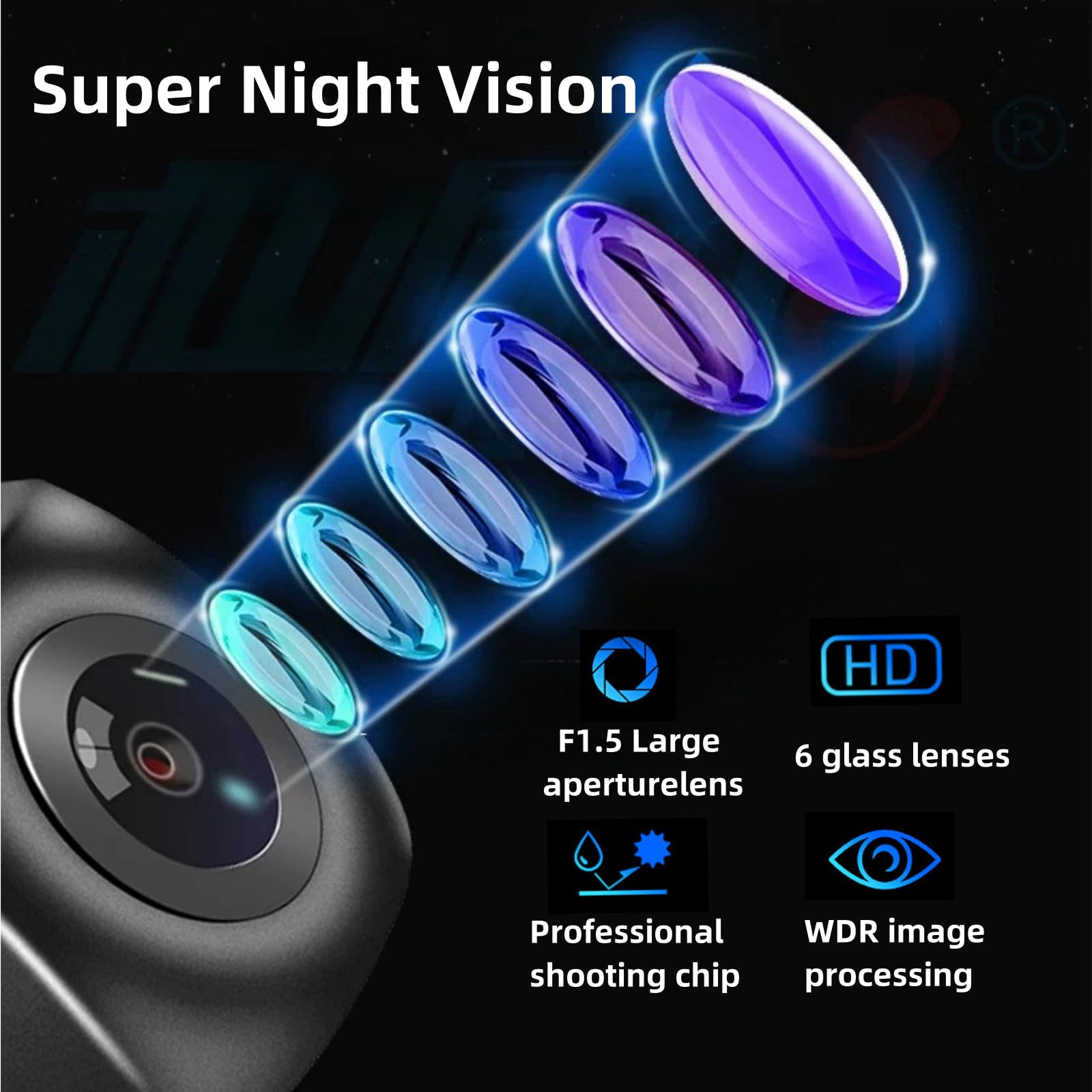 HD1080P/NTSC Cámara Trasera Frontal para Coche, IP68 Cámara de Marcha Atrás a Prueba de Agua con Visión Nocturna Clara, Ancho Angulo de Visión de la Cámara de Seguridad para Camiones RV Pickup