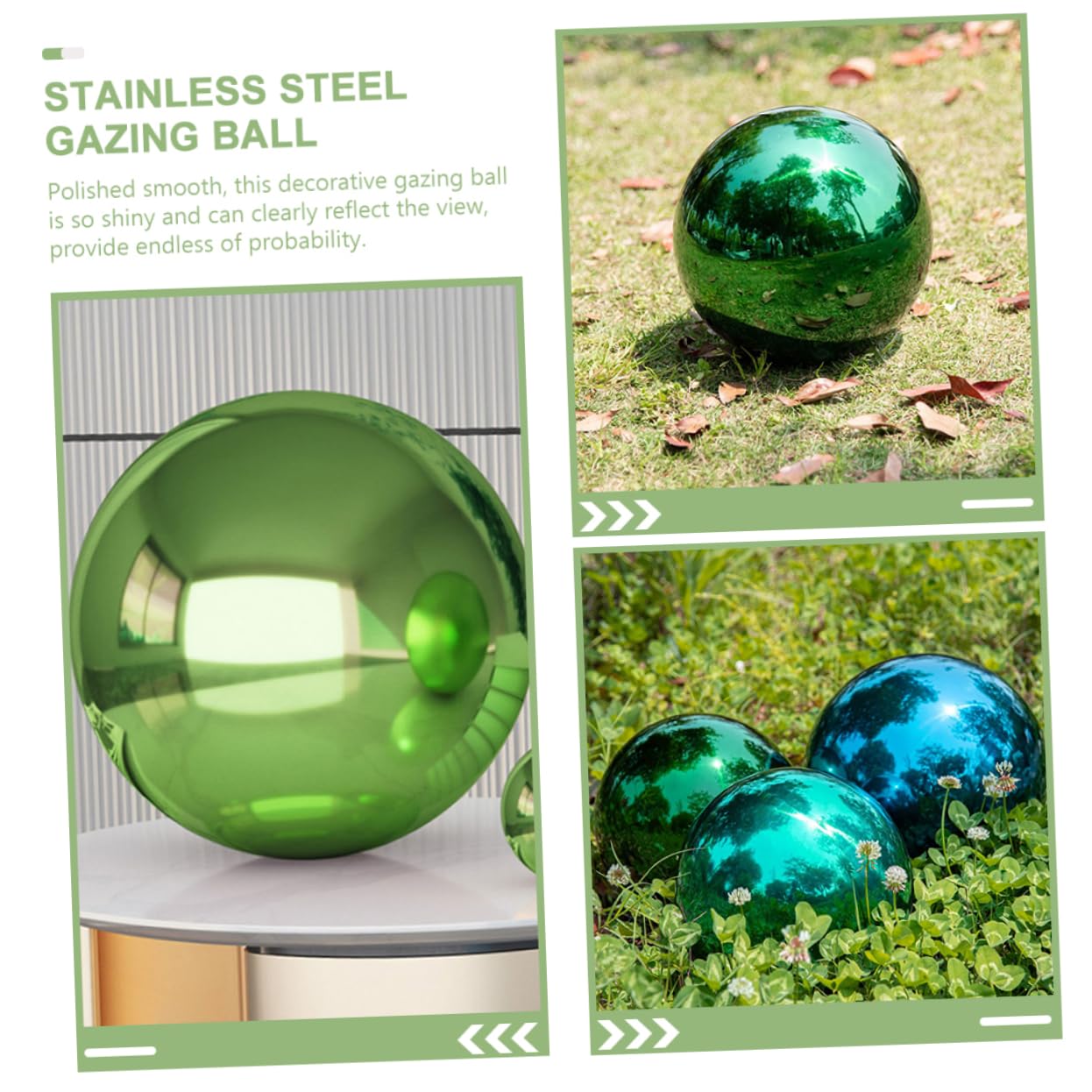 Hemoton Stainless Steel Gazing Ball Garden Reflective Ball Large Outdoor Metal Sphere Polished Reflective Garden Decor for Home