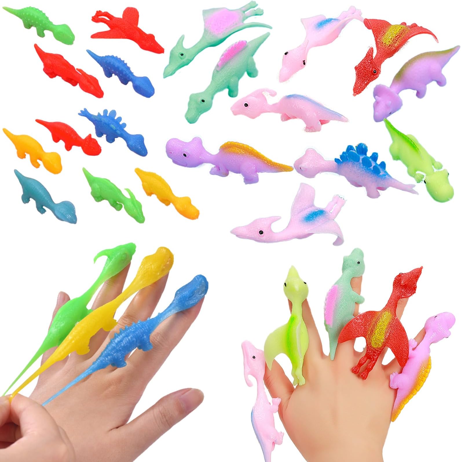 DKDDSSS 20PCS Stretchy Flying Dinosaur, Slingshot Dinosaurs, Flying Dinosaur Toys, Christmas Party Favours Goodie Bag Fillers,for Girls Boys