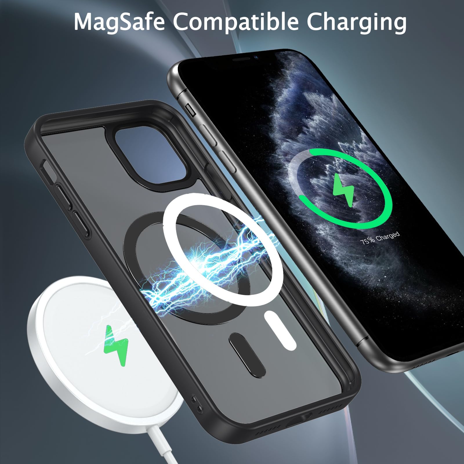 BENTOBEN Cover Magnetica Per IPhone 11 Pro Max (6.5") Con Anello Supporto, Compatibile Magsafe, Antiurto, Retro Opaco Traslucido - 2