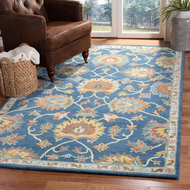 Handmade Tufted Wool Carpet – Premium Thick Embossed Geometric Design Rug for Living Room, Bedroom & Hall (Multi 12, 5 x 5 Feet Square)-image-31