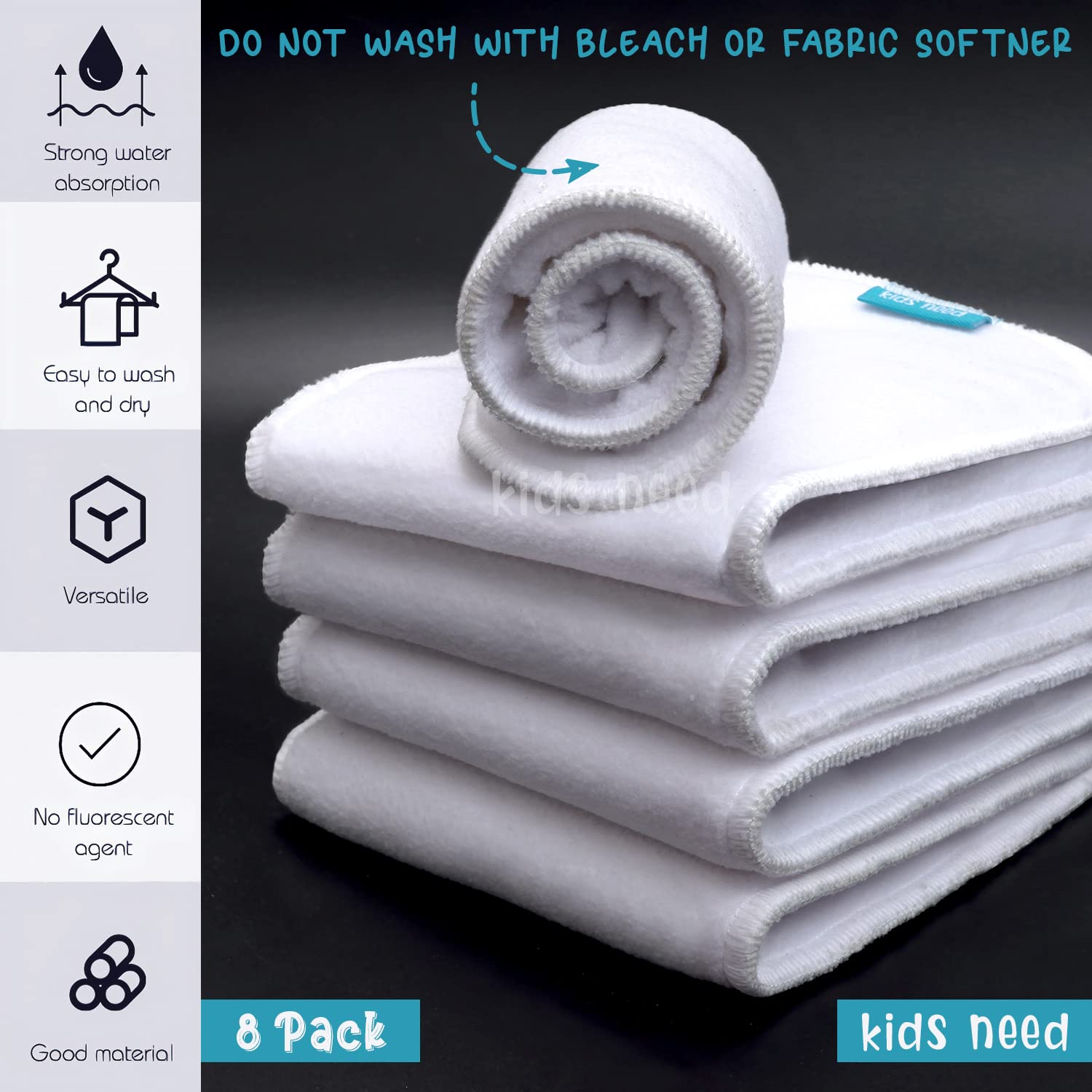 Kids Need High Absorbent Cloth Diaper Inserts Only 8 Pcs Combo Pack Upgraded Premium Insert Pad For Washable Diapers Reusable Wet Free Soaker Pad Diaper Liners, Kid 2