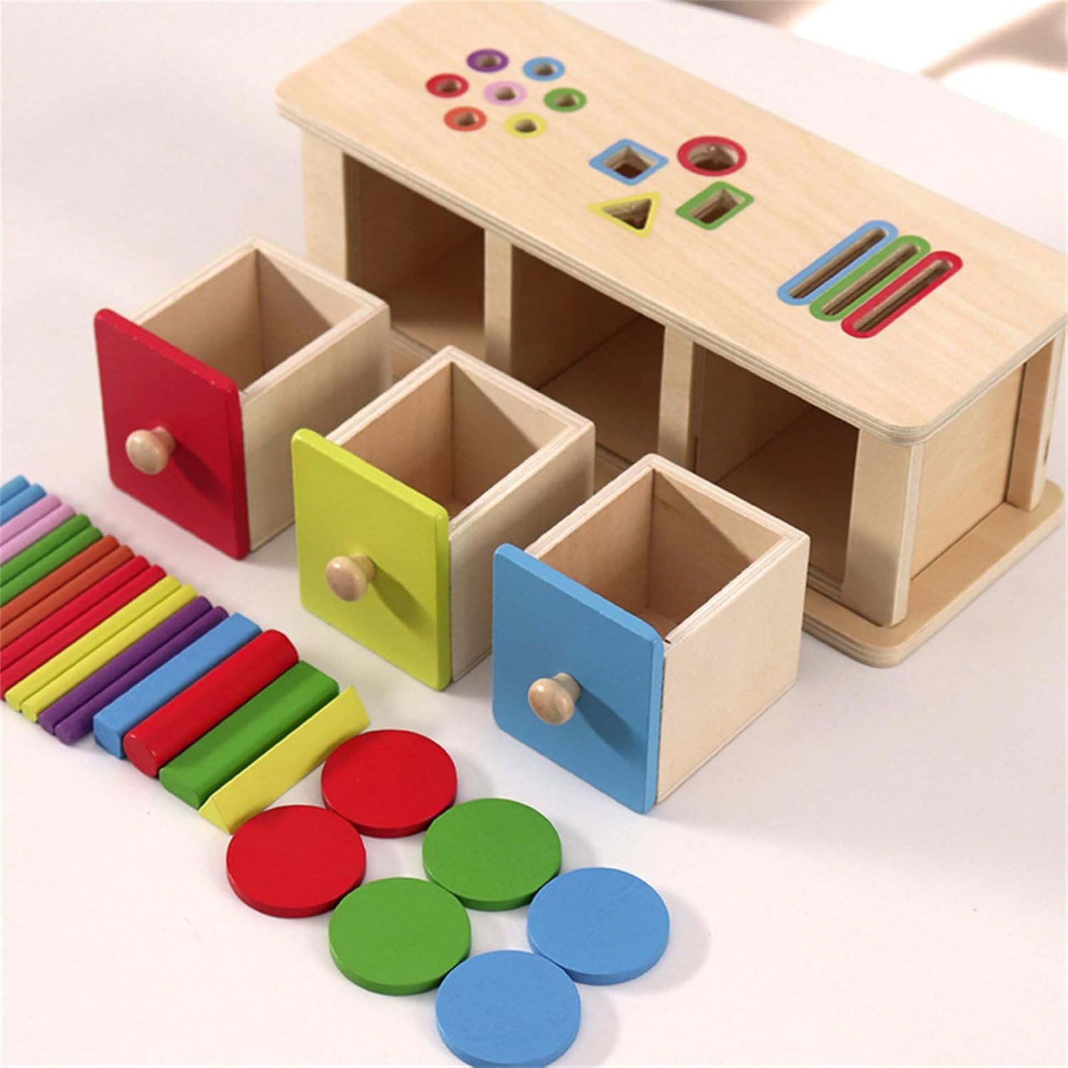 Interactive Coin Slot Activity Tool for Small Learn Shapes Colors and Improve Hand Eye Coordination Preschool Learning Tool