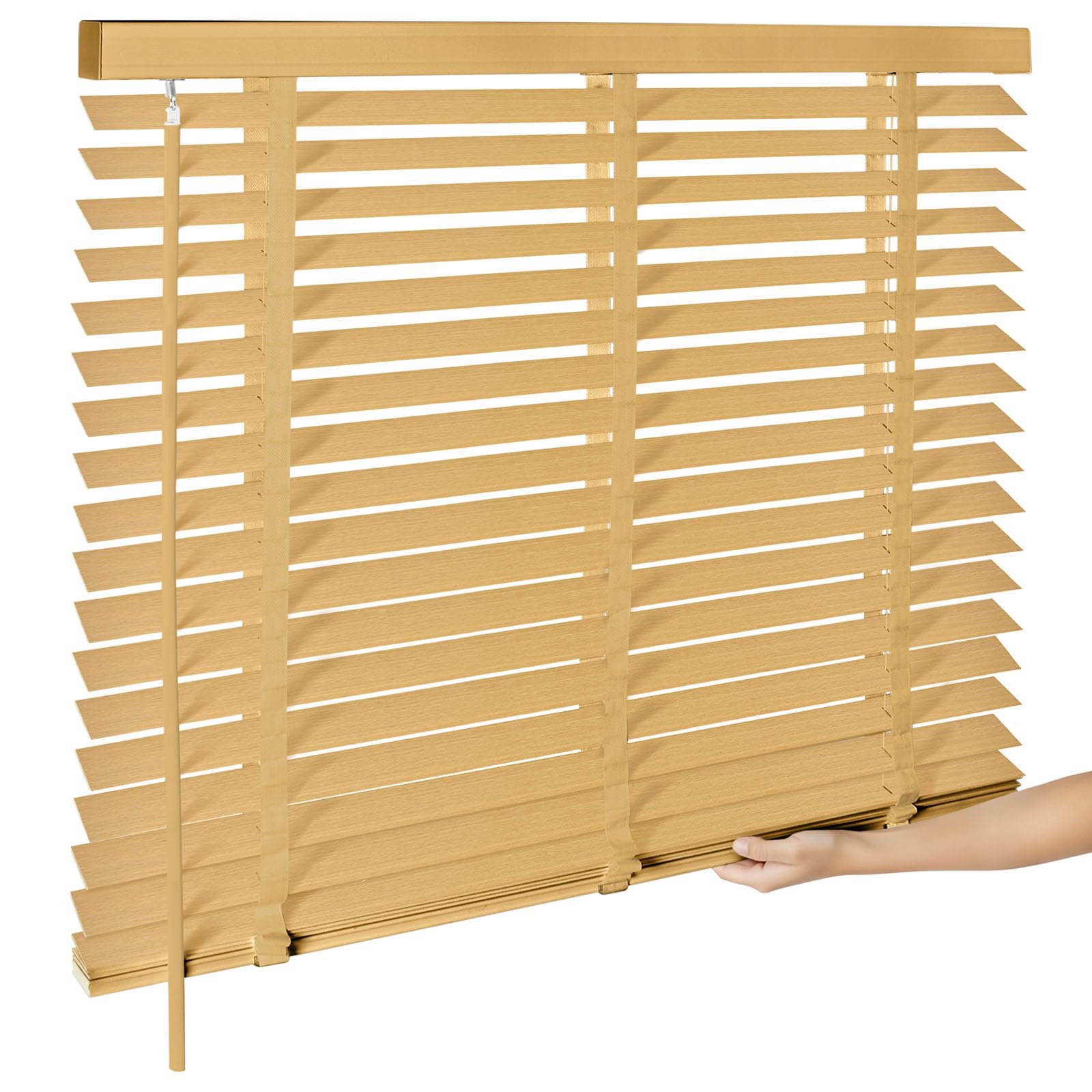 BAYUE 2 inch Cordless Real Wood Blinds, Natural
