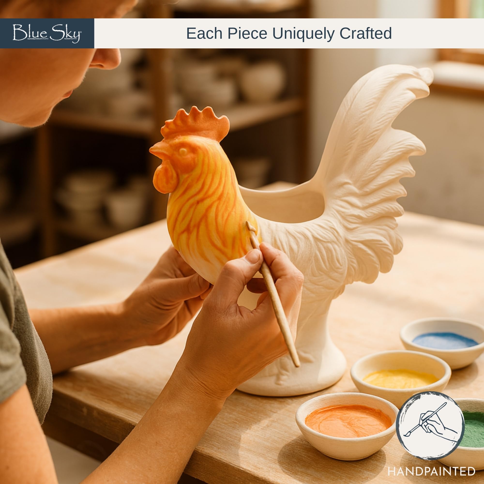 Amazon.com: Blue Sky Ceramic Rooster 9” Planter, Multi Color