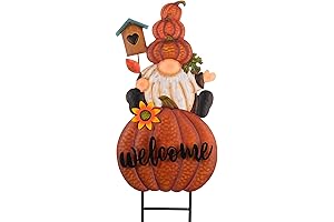 TERESA'S COLLECTIONS Welcome Fall Gnomes with Pumpkin for Outdoor Fall Yard Decor