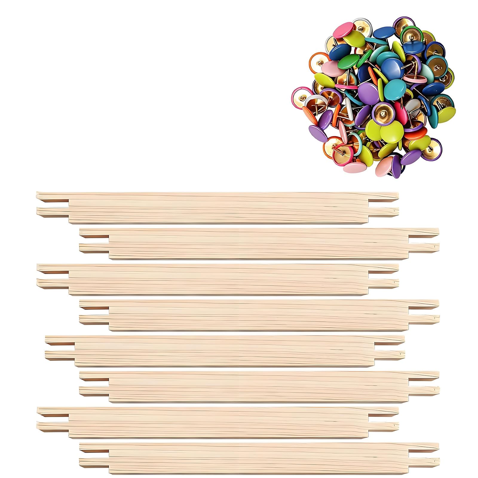 8Pcs Wooden Embroidery Frame with 100Pcs Mixed Color Pin for Crafting Sewing and Projects Wooden Sewing Frame