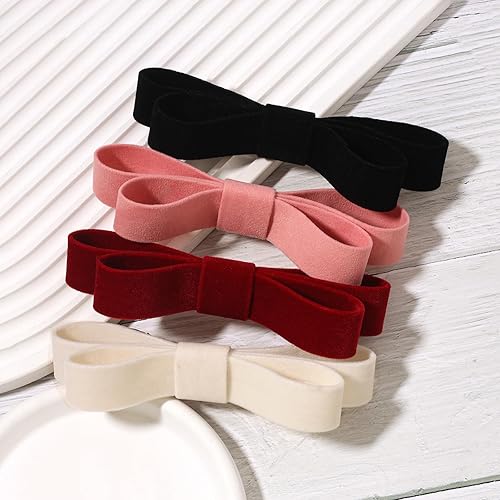 Miniatura 4 de Furling Pompoms Lazos de terciopelo para el pelo para mujer, pinzas de lazo francés, pinzas para el cabello, cintas para el cabello, pasadores para