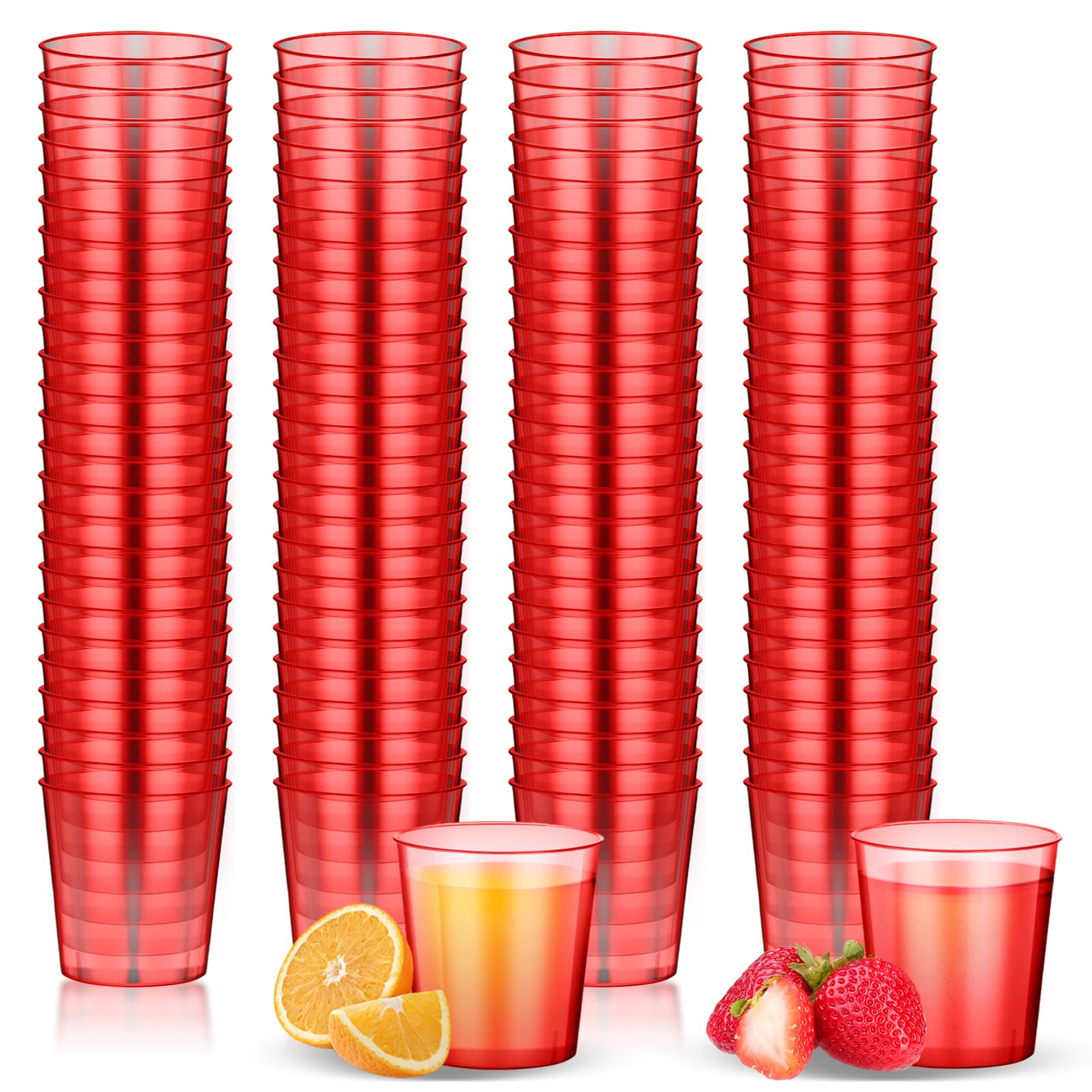 Tioncy 100 Pcs Neon Plastic Shot Glasses 1 oz disposable shot glasses colored Mini Party Drinking Cups for Cocktail Whiskey Wine Birthday Christmas